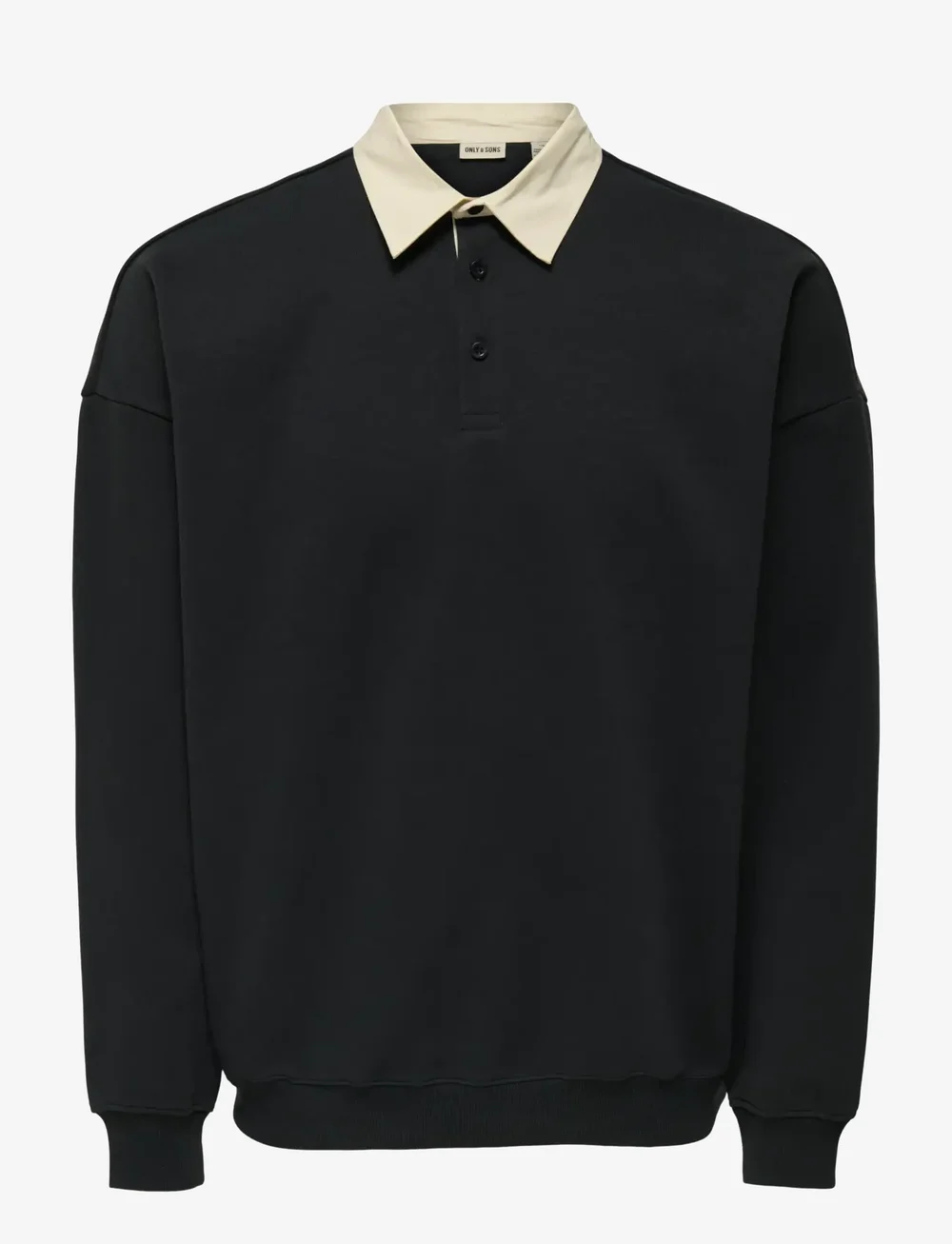 ONLY & SONS - ONSJEFFREY VTG LS RUGBY SOLID POLO - pitkähihaiset - jet black - 1
