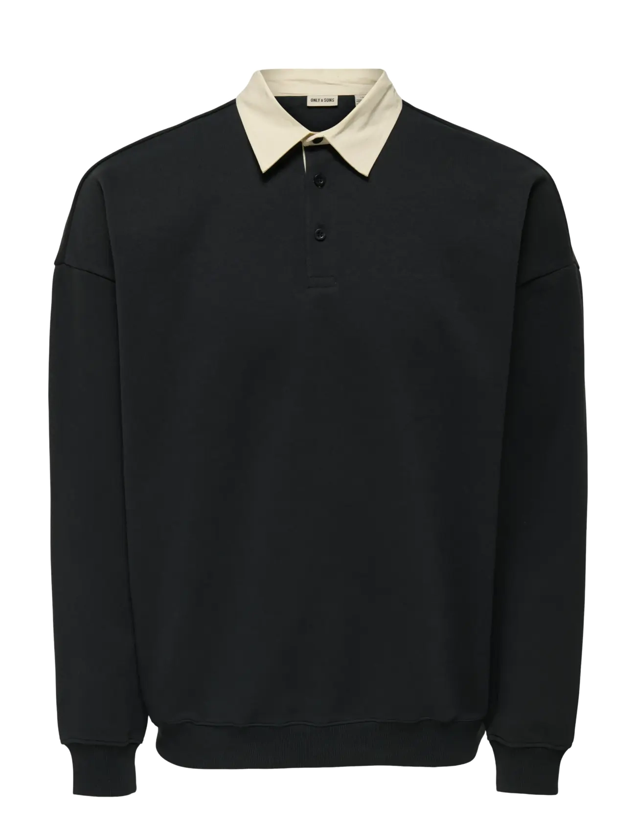 ONLY & SONS ONSJEFFREY VTG LS RUGBY SOLID POLO - Poloer - JET BLACK / black