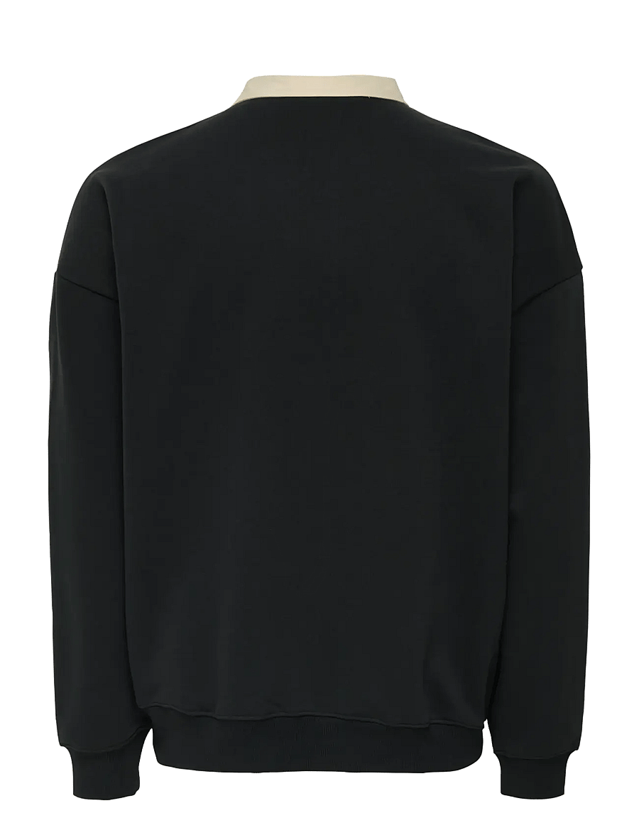 ONLY & SONS - ONSJEFFREY VTG LS RUGBY SOLID POLO - långärmade pikéer - jet black - 2