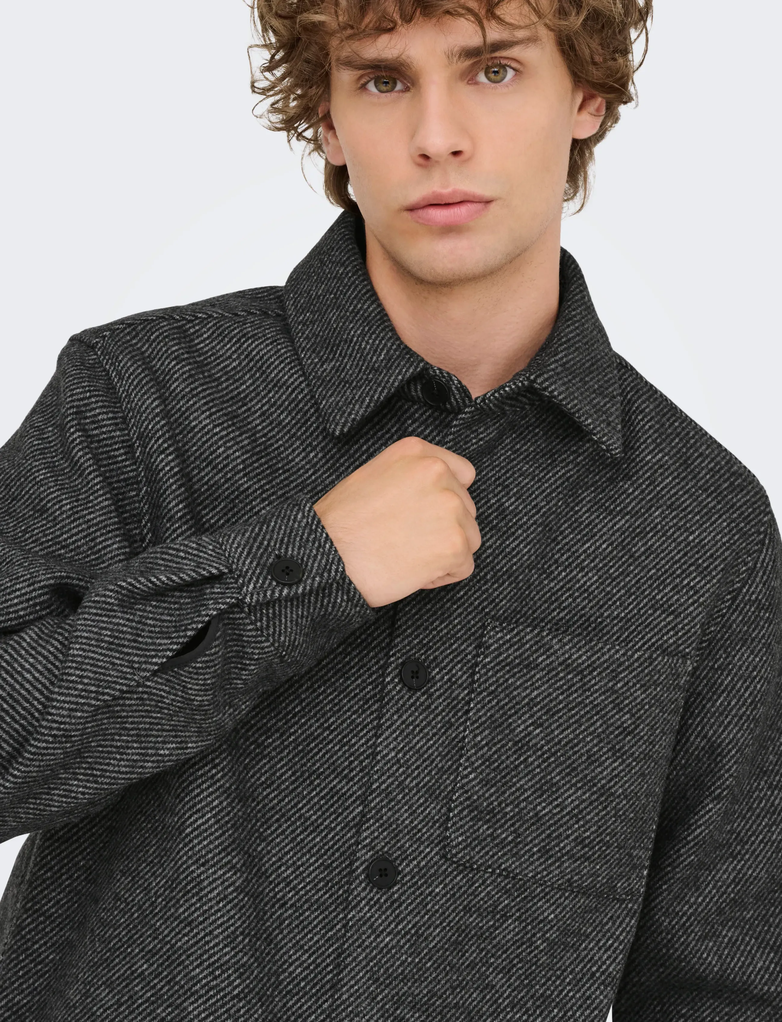 ONLY & SONS - ONSMICAH TWILL OVERSHIRT FRML - kollektionen - medium grey melange - 4