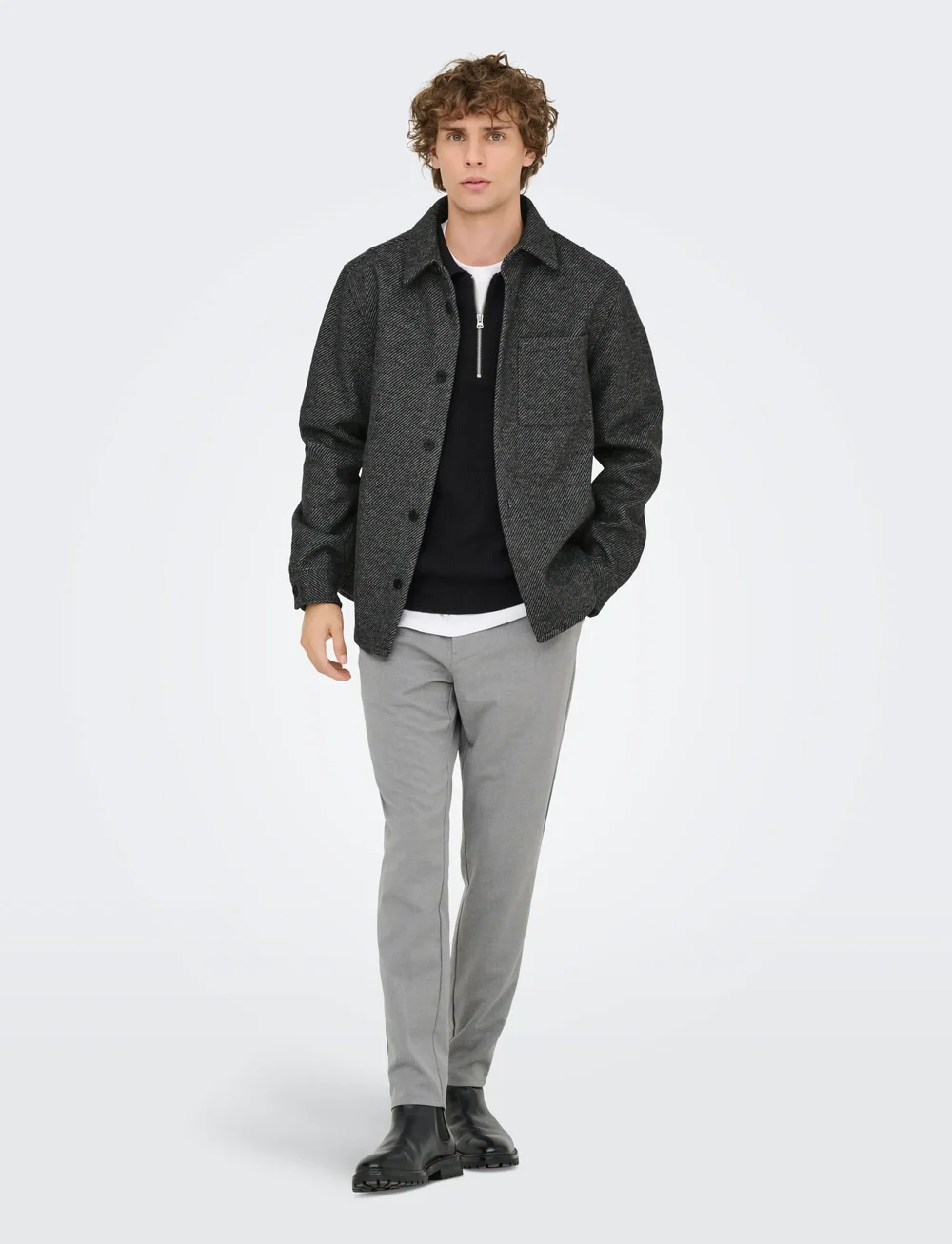 ONLY & SONS - ONSMICAH TWILL OVERSHIRT FRML - kollektionen - medium grey melange - 5