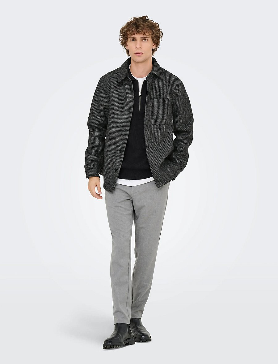 ONLY & SONS - ONSMICAH TWILL OVERSHIRT FRML - kollektionen - medium grey melange - 5