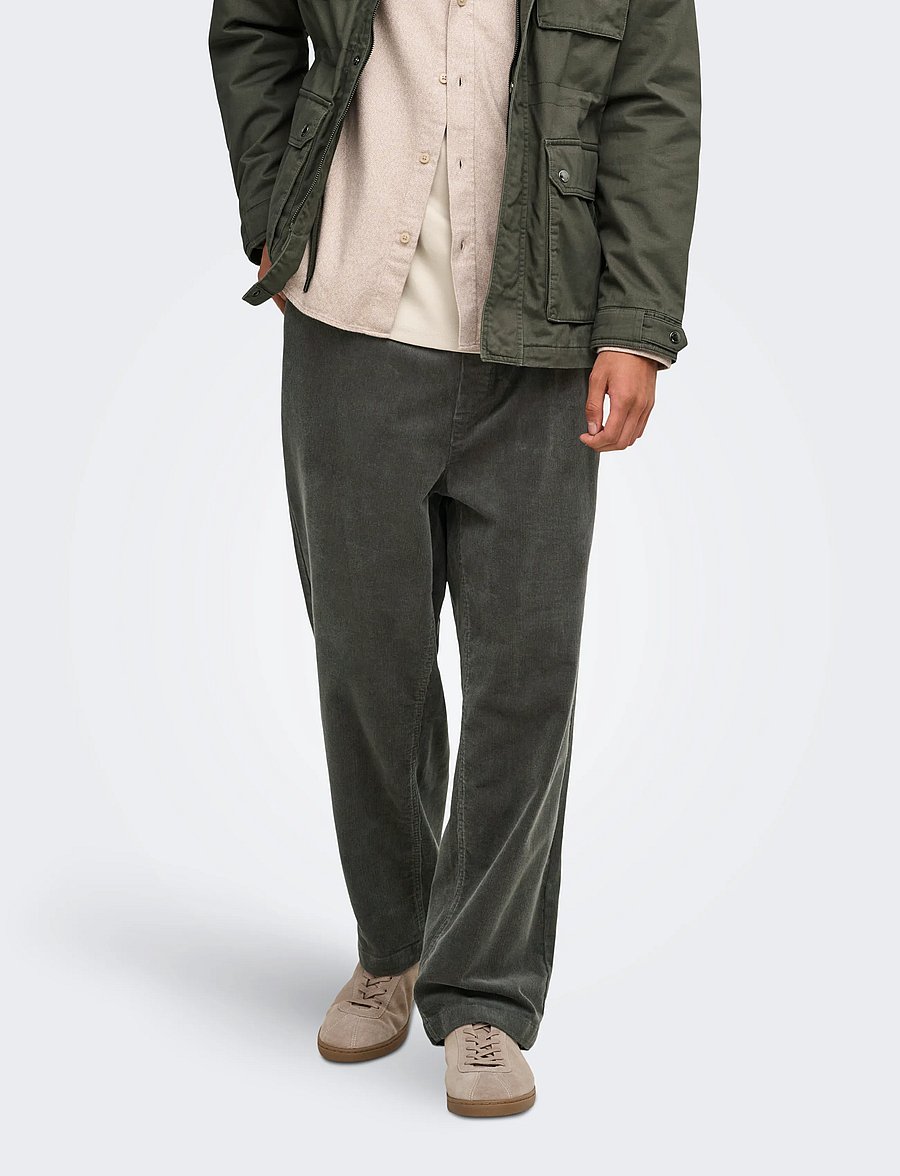ONLY & SONS - ONSFADE LOOSE 0188 STRING CORD PANT - vabaajapüksid - beluga - 0