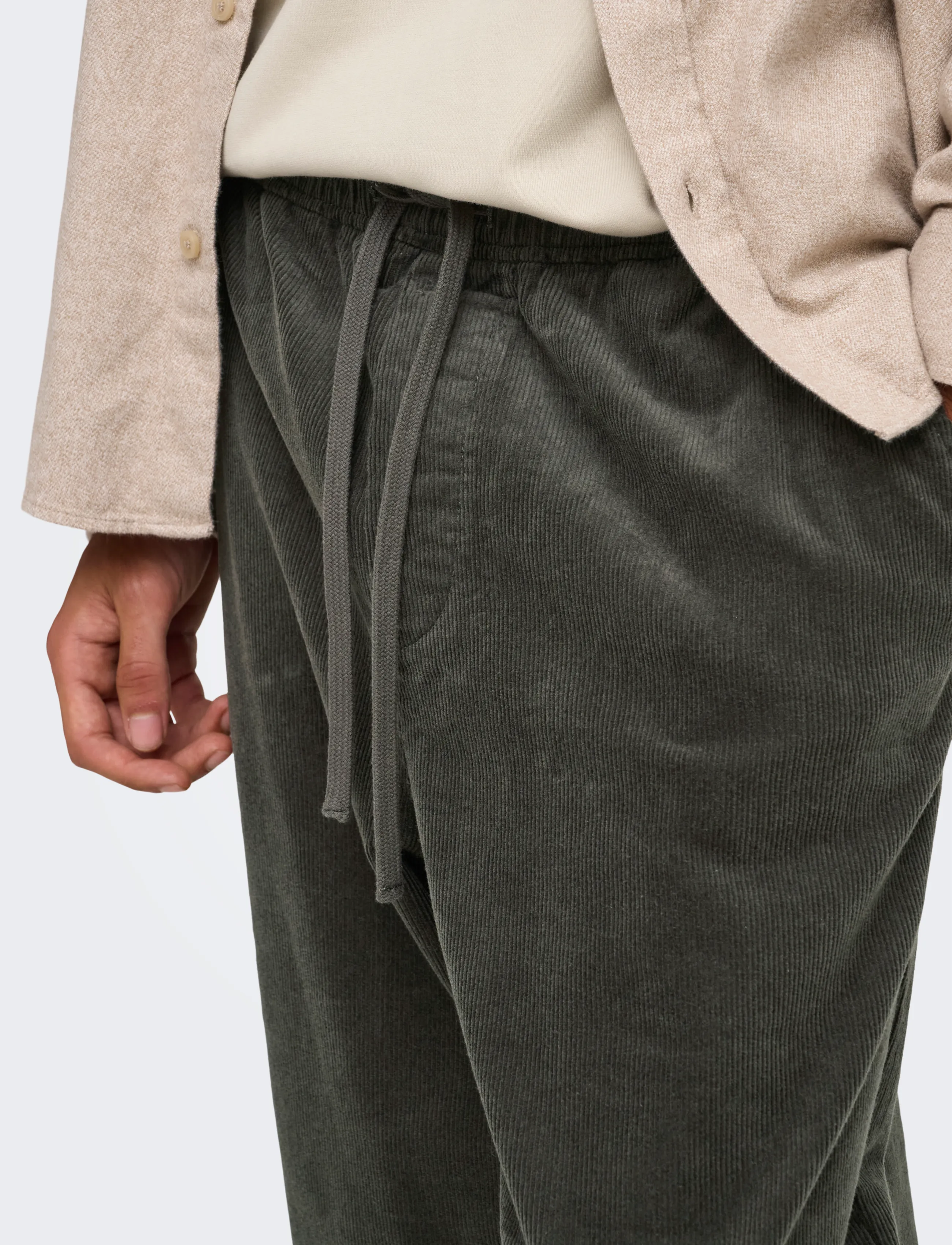 ONLY & SONS - ONSFADE LOOSE 0188 STRING CORD PANT - vabaajapüksid - beluga - 5