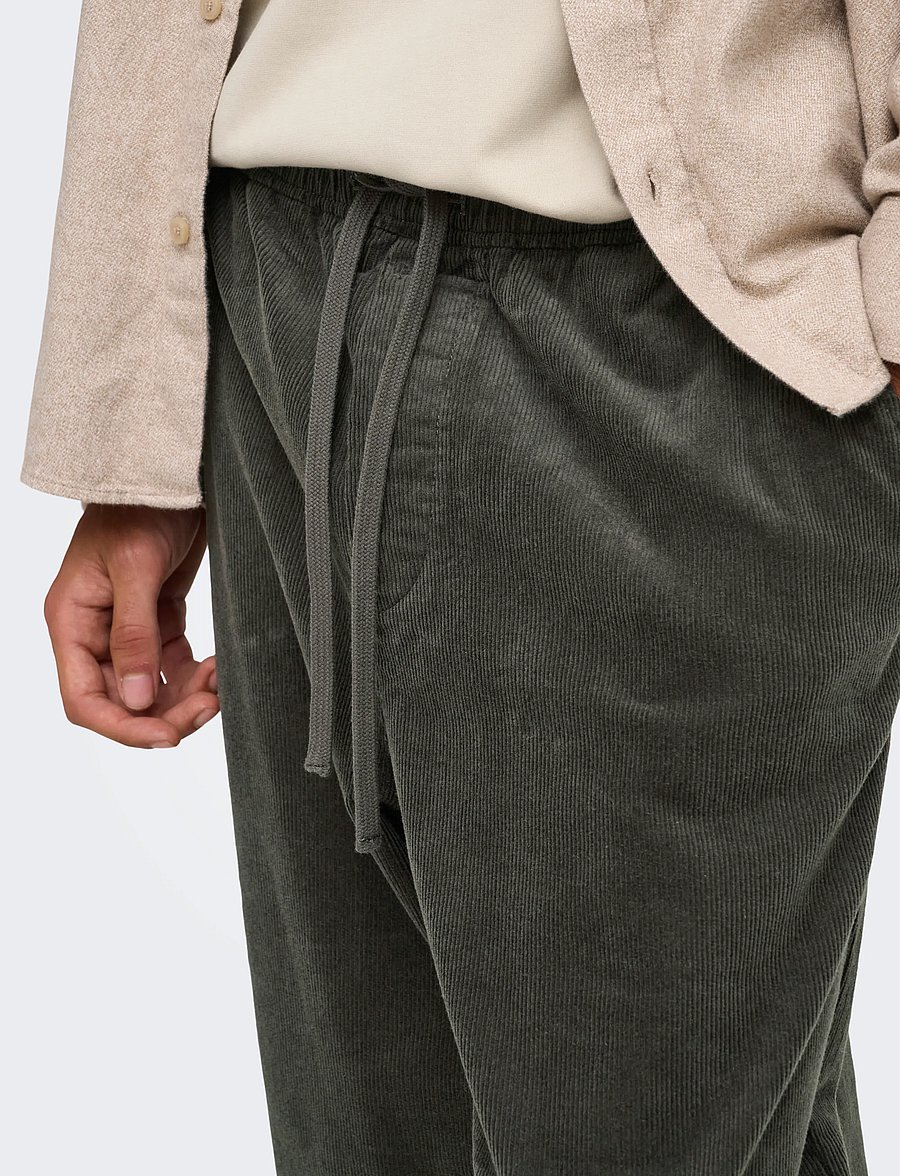 ONLY & SONS - ONSFADE LOOSE 0188 STRING CORD PANT - vabaajapüksid - beluga - 5