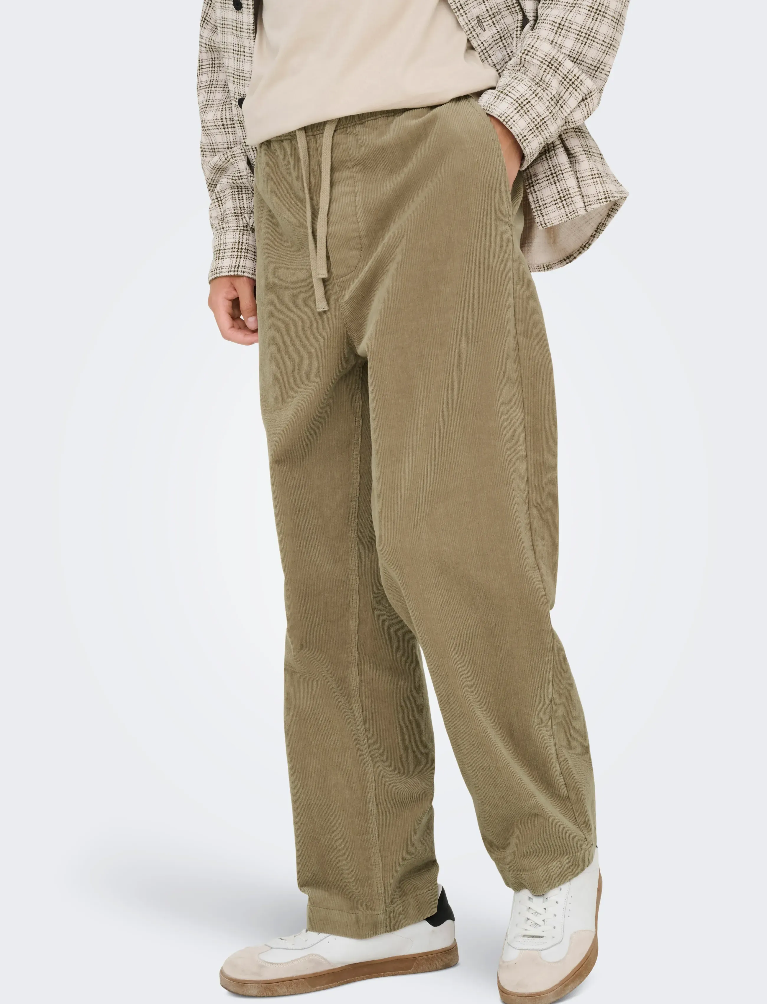 ONLY & SONS - ONSFADE LOOSE 0188 STRING CORD PANT - casual trousers - chinchilla - 5