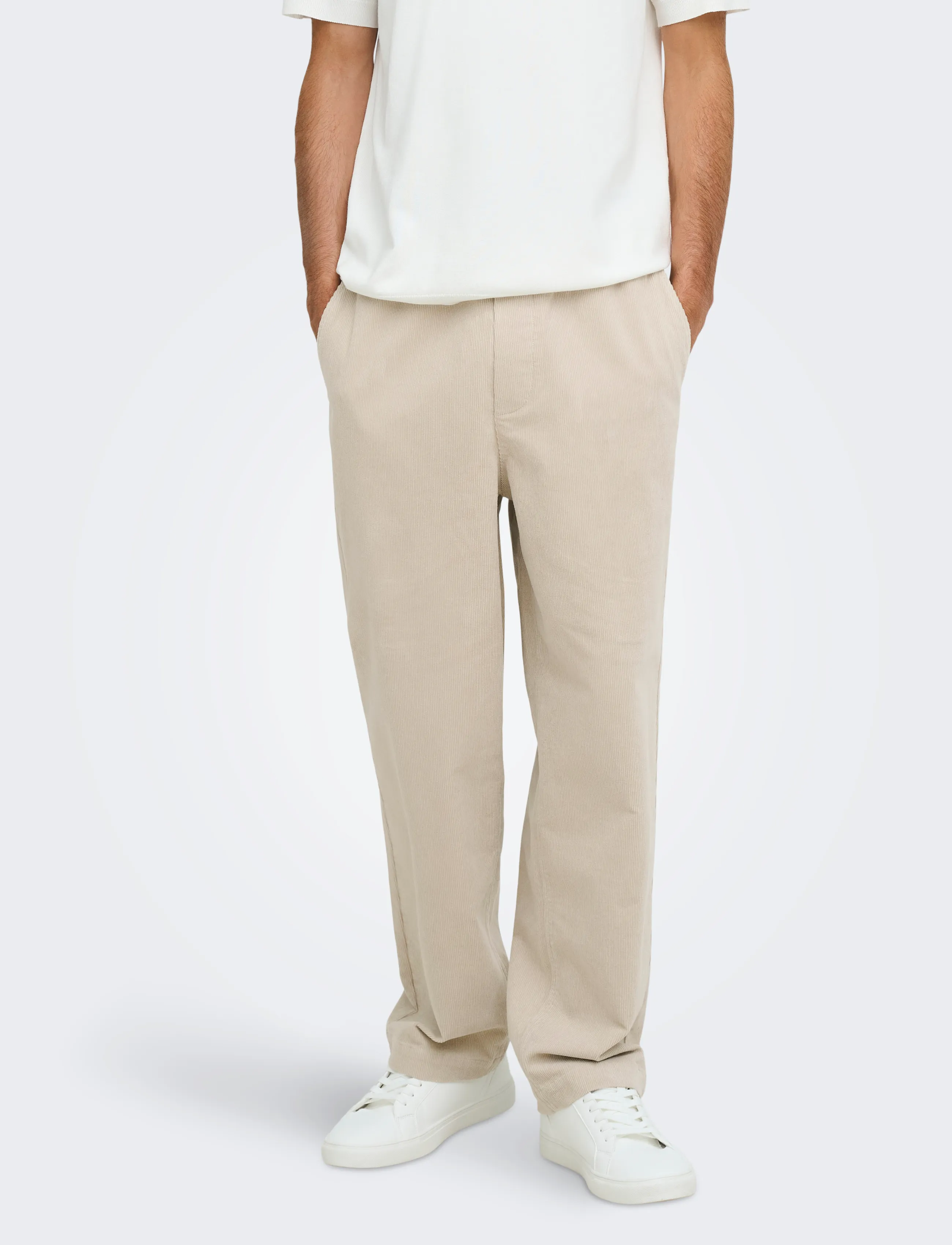 ONLY & SONS ONSFADE LOOSE 0188 STRING CORD PANT - Hosen - SILVER LINING / beige