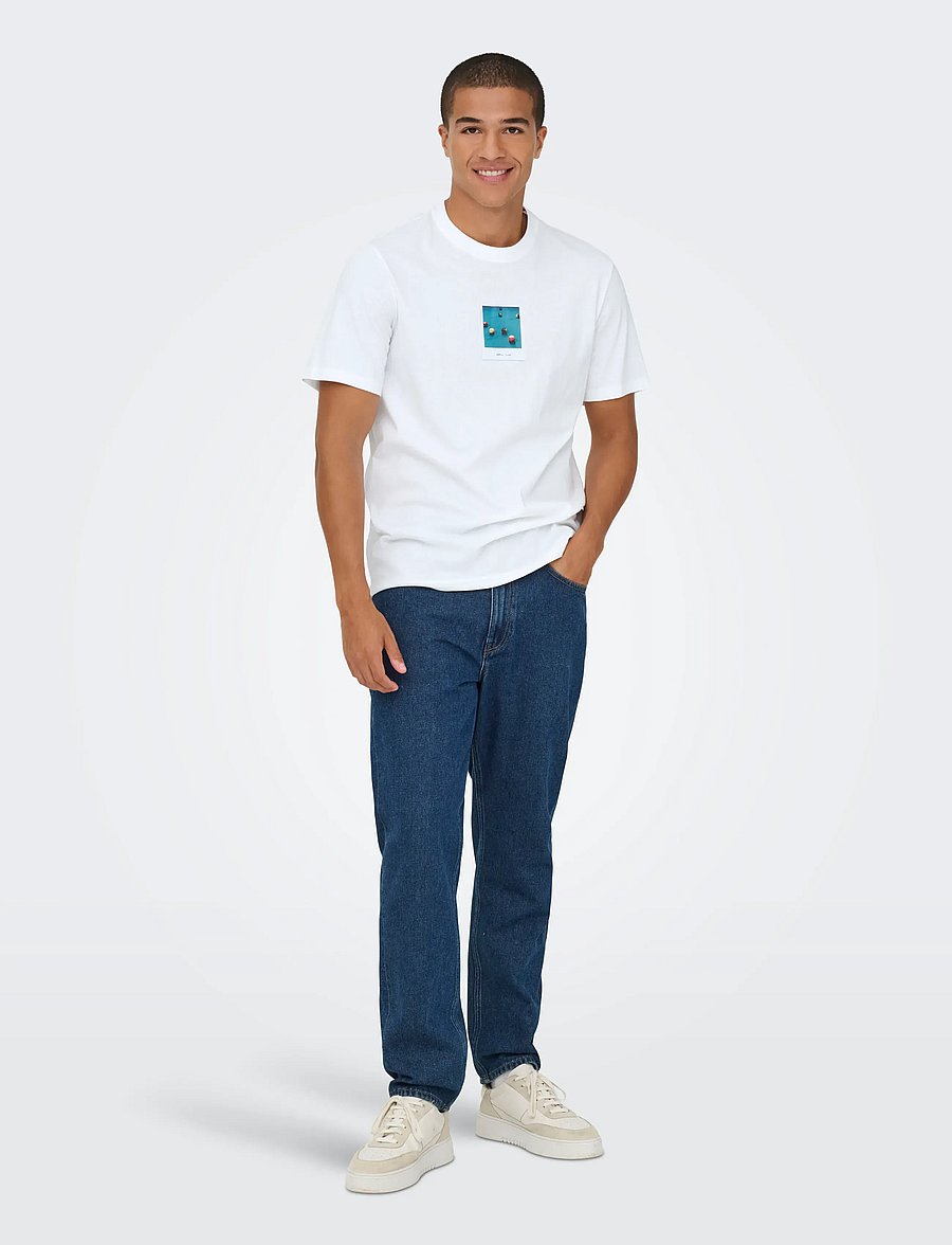 ONLY & SONS - ONSMILO PHOTO REG SS TEE - kurzärmelig - bright white - 0