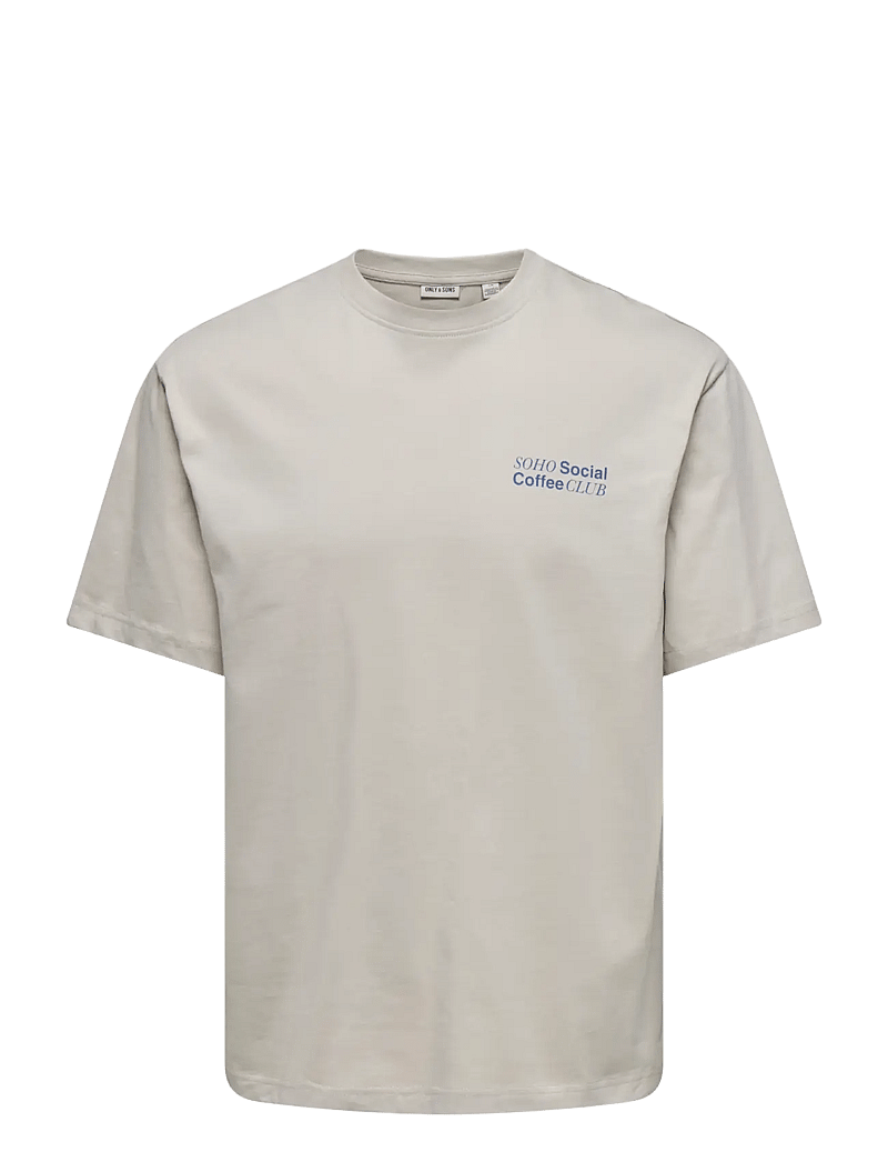 ONLY & SONS - ONSFRED COFFEE CLUB RLX SS TEE - silver lining - 1