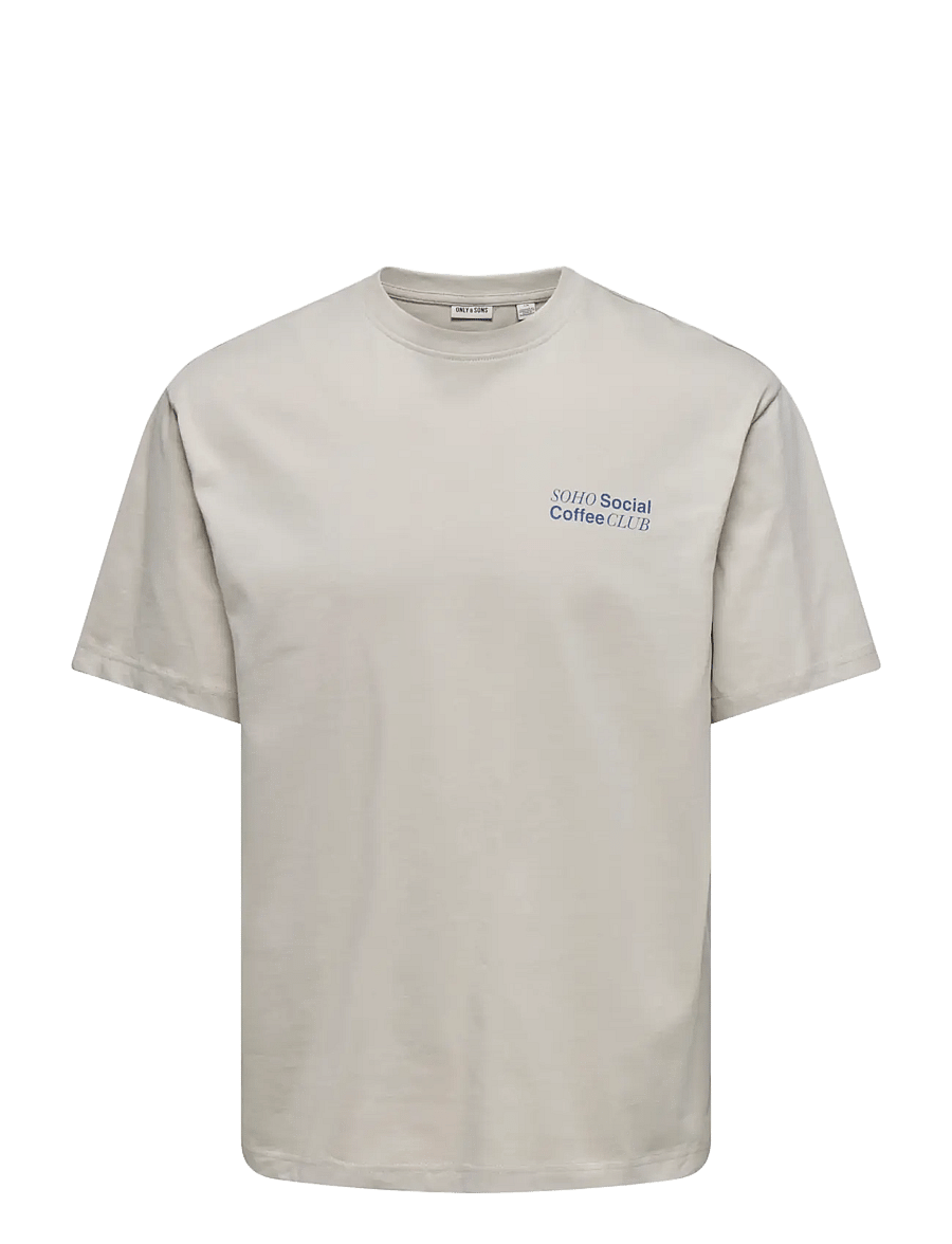 ONLY & SONS - ONSFRED COFFEE CLUB RLX SS TEE - silver lining - 1