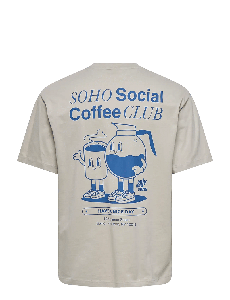 ONLY & SONS - ONSFRED COFFEE CLUB RLX SS TEE - silver lining - 2