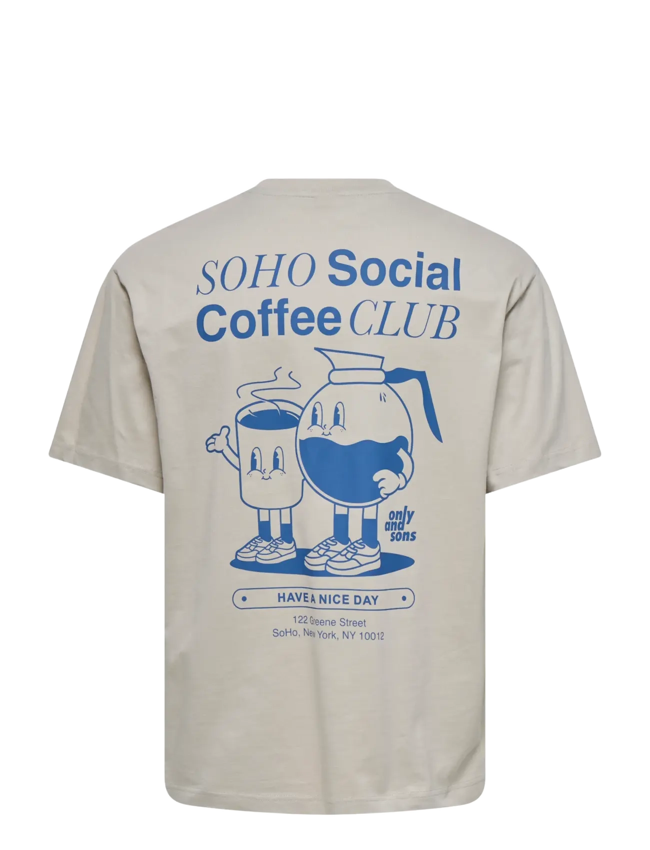 ONLY & SONS - ONSFRED COFFEE CLUB RLX SS TEE - short-sleeved t-shirts - silver lining - 2