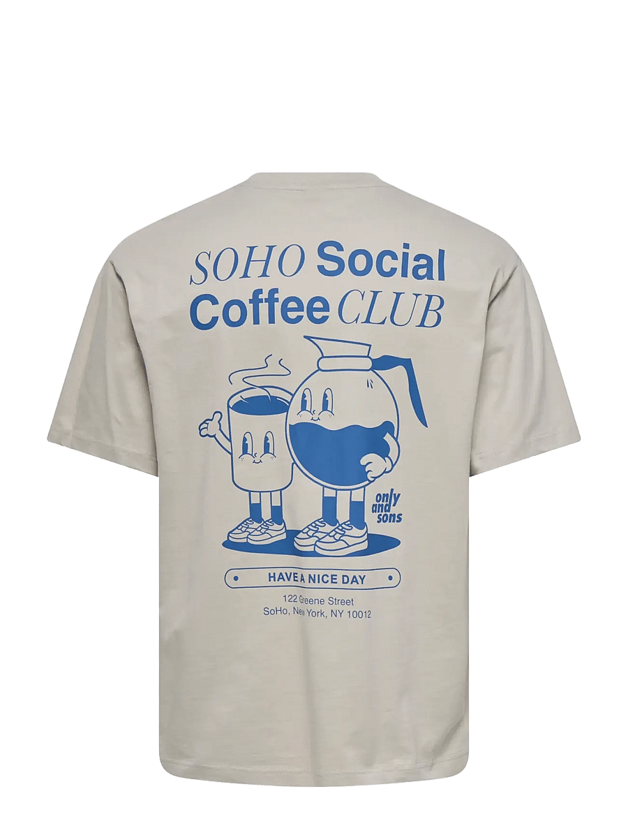 ONLY & SONS - ONSFRED COFFEE CLUB RLX SS TEE - silver lining - 2