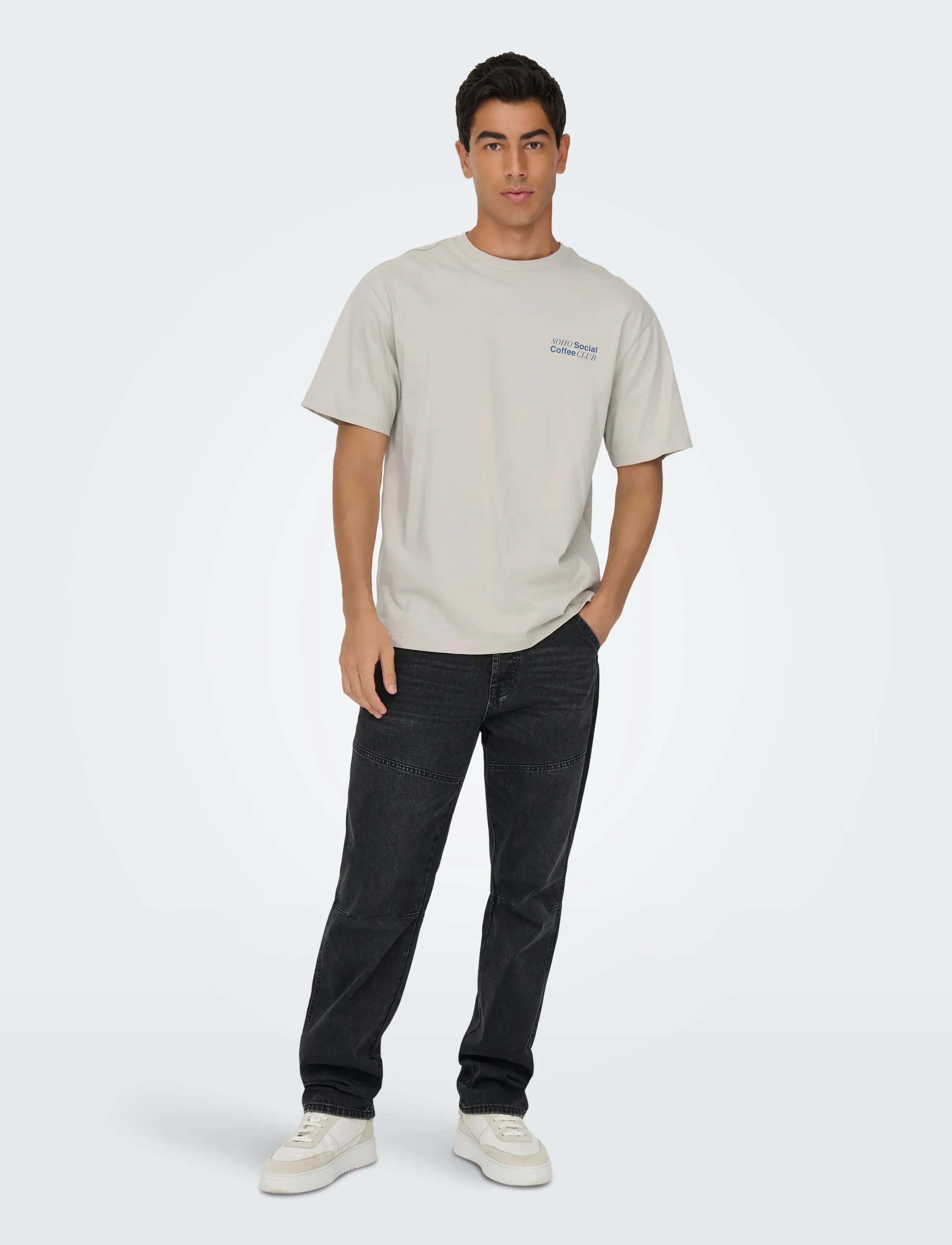 ONLY & SONS ONSFRED COFFEE CLUB RLX SS TEE - Deals - SILVER LINING / beige