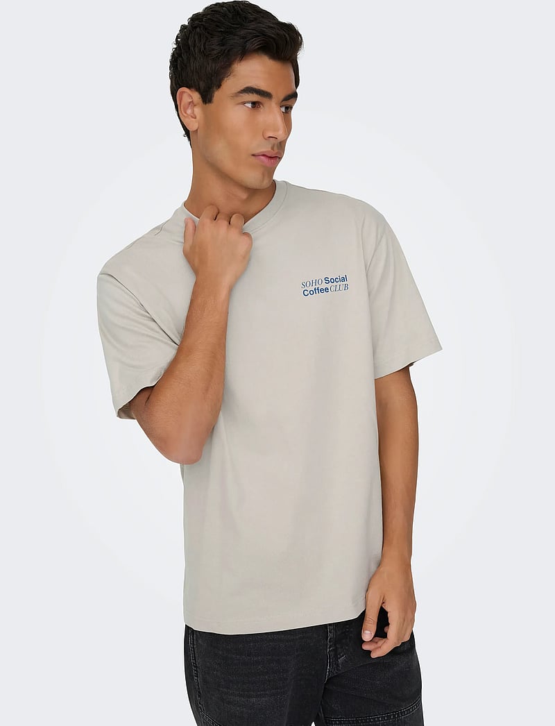 ONLY & SONS - ONSFRED COFFEE CLUB RLX SS TEE - silver lining - 5