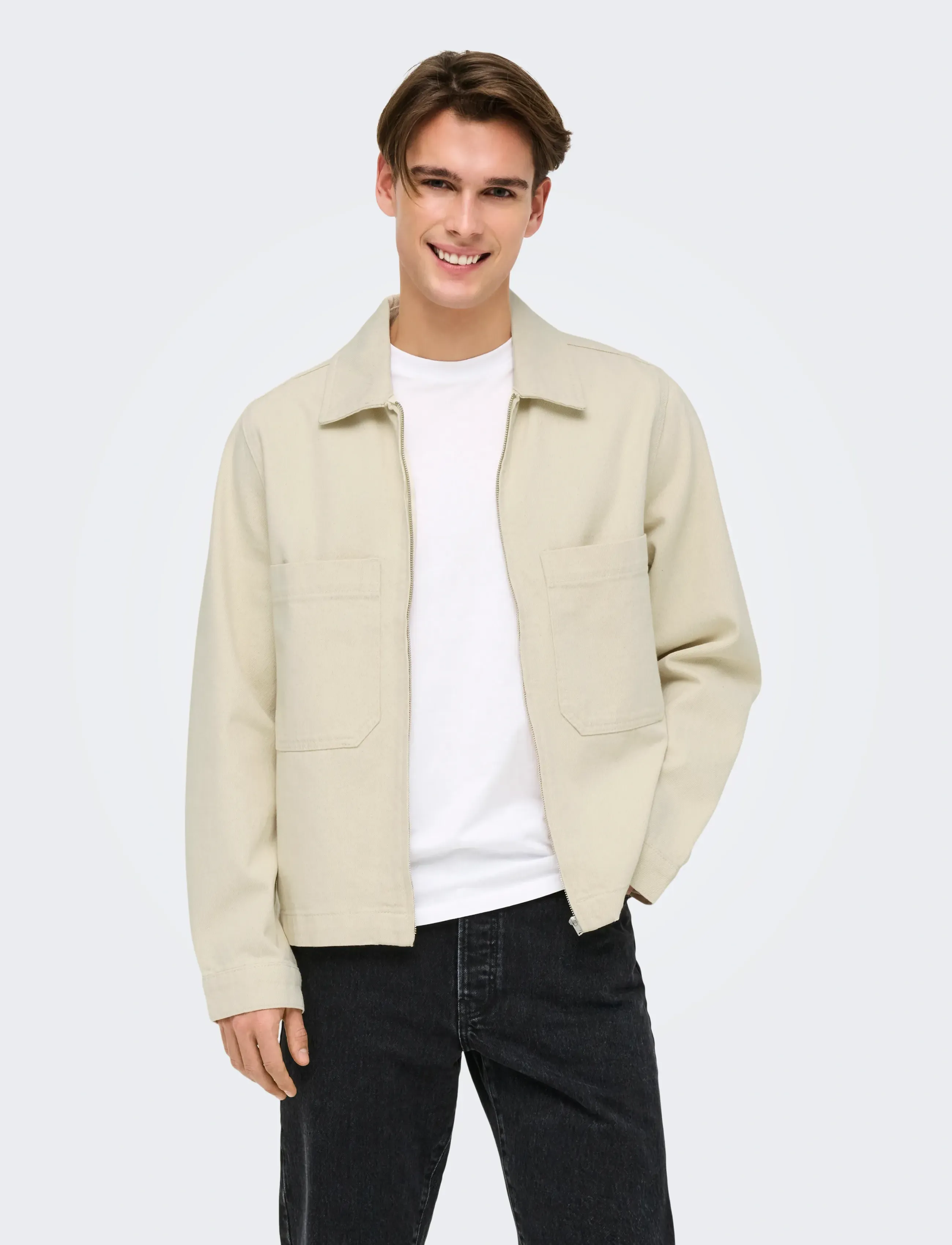 ONLY & SONS ONSCASSEL PIM ECRU 5559 DNM JACKET NOOS - Ytterkläder - ECRU / cream