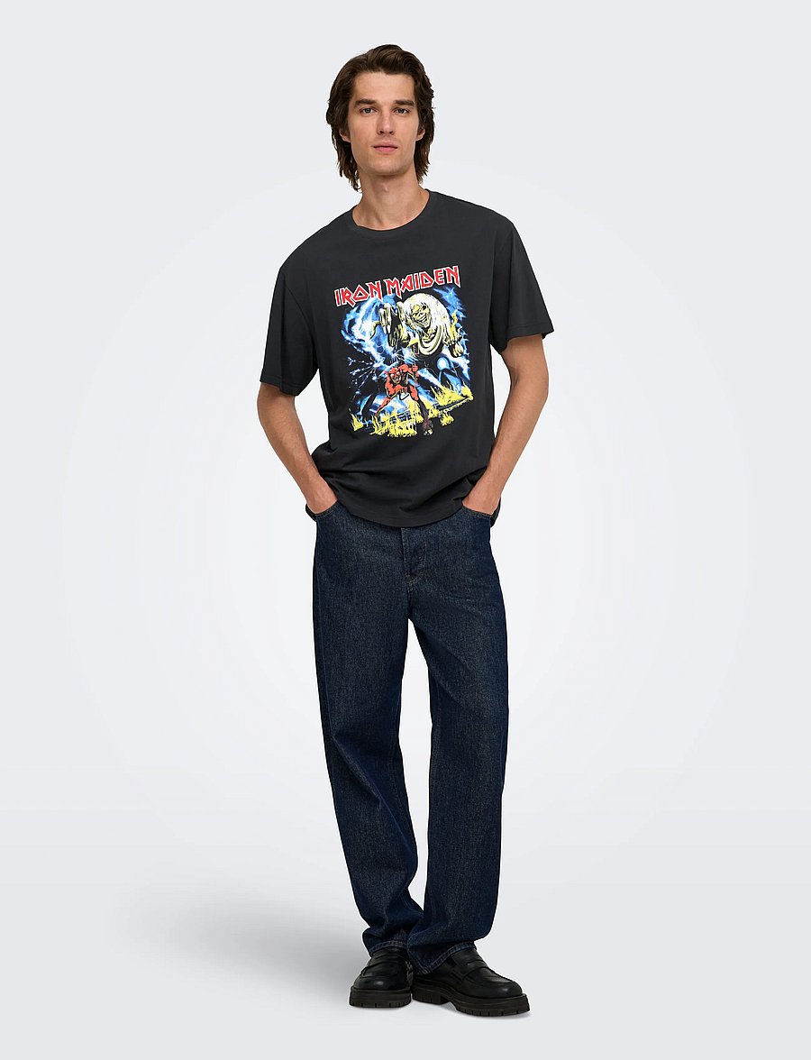 ONLY & SONS - ONSIRON MAIDEN LIFE RLX SS LIC TEE - lühikeste varrukatega t-särgid - jet black - 4