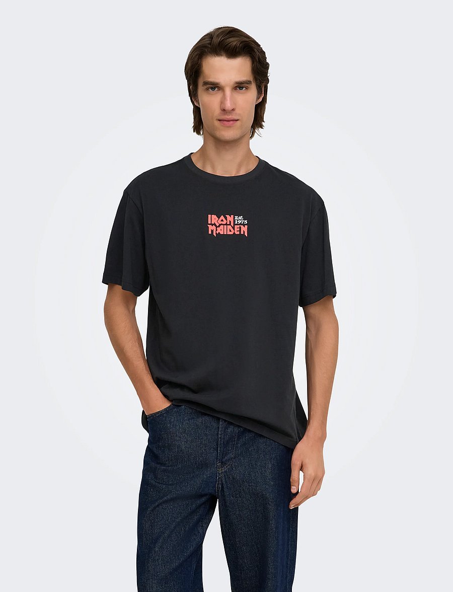 ONLY & SONS - ONSIRON MAIDEN LIFE RLX SS LIC TEE - kortärmade t-shirts - jet black - 0