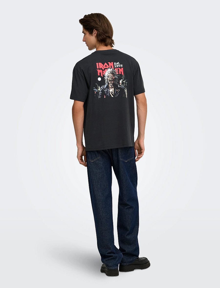 ONLY & SONS - ONSIRON MAIDEN LIFE RLX SS LIC TEE - kortärmade t-shirts - jet black - 3