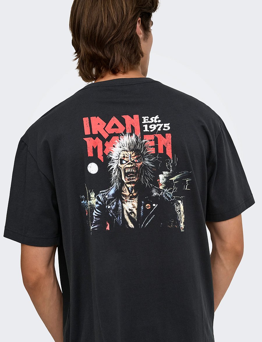 ONLY & SONS - ONSIRON MAIDEN LIFE RLX SS LIC TEE - kortärmade t-shirts - jet black - 5
