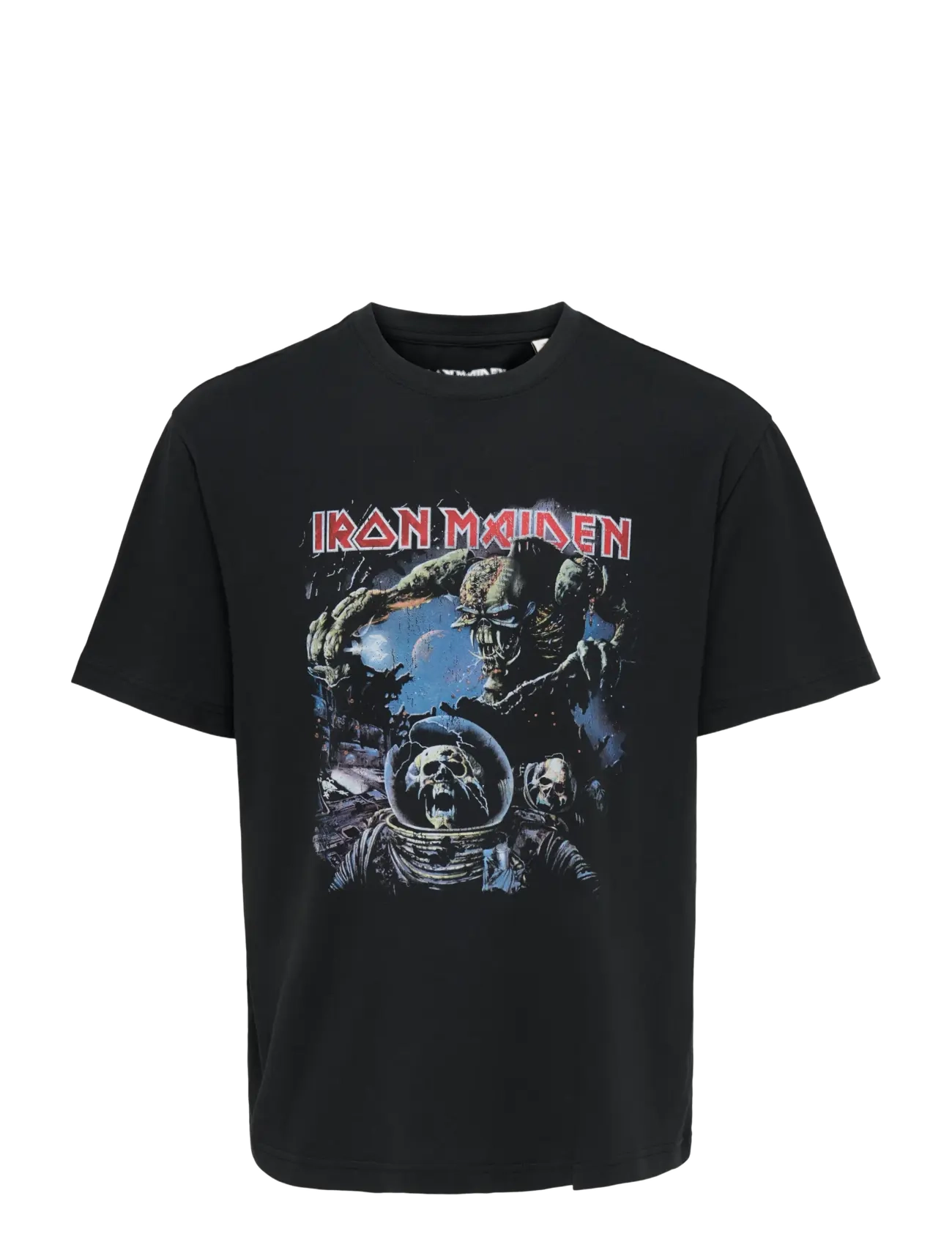 ONLY & SONS ONSIRON MAIDEN LIFE RLX SS LIC TEE - Kurzärmelige T-Shirts - JET BLACK / black