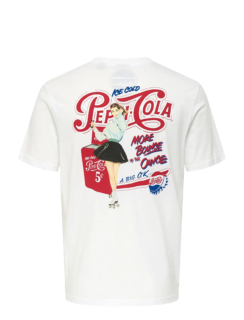 ONLY & SONS - ONSPEPSI LIFE REG SS LIC TEE - lühikeste varrukatega t-särgid - bright white - 2