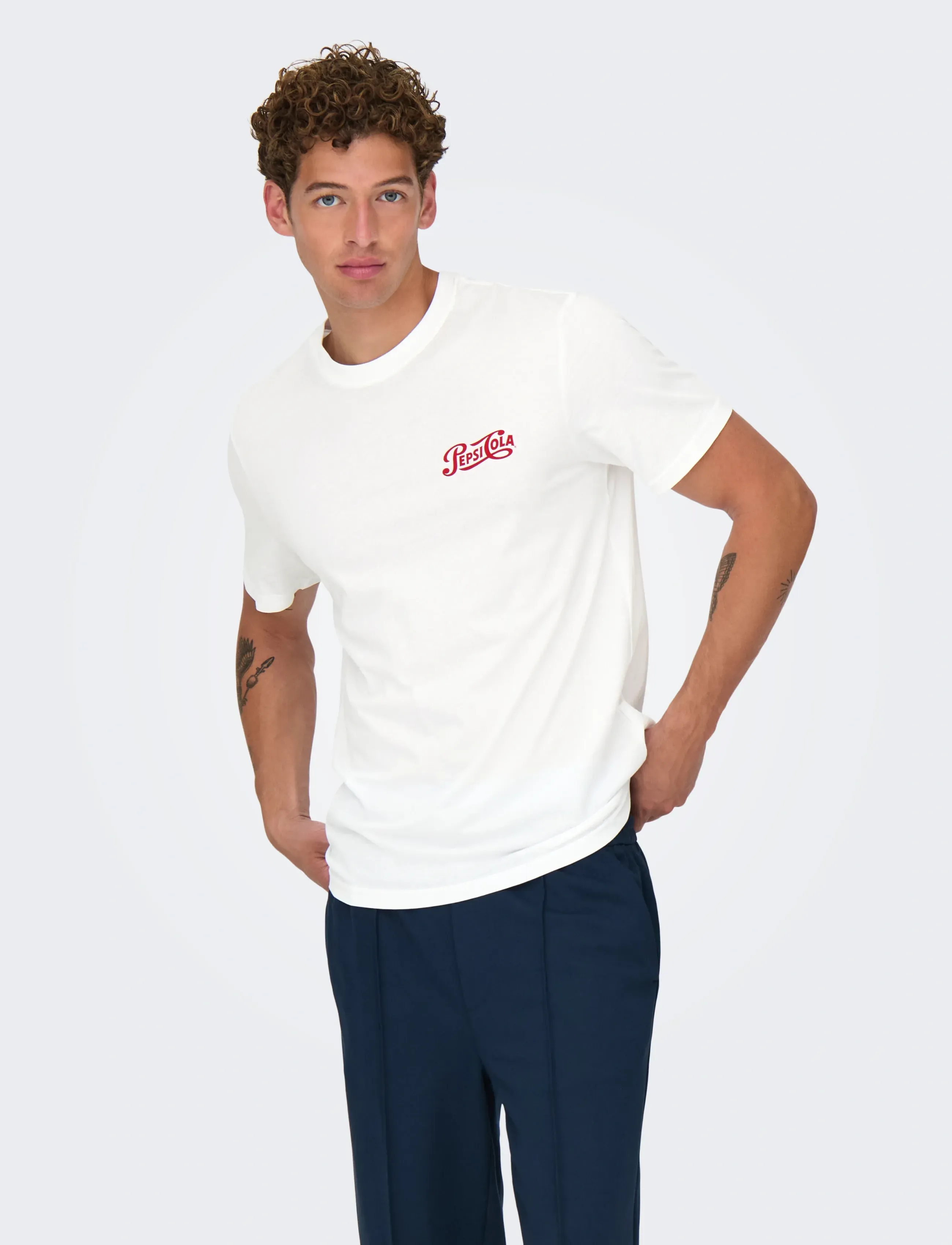 ONLY & SONS ONSPEPSI LIFE REG SS LIC TEE - ONLY & SONS - BRIGHT WHITE / white