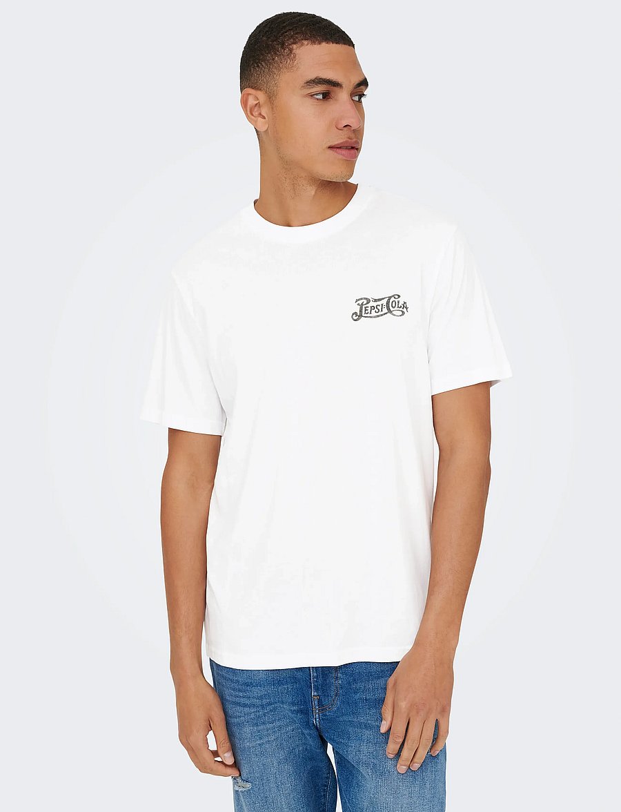 ONLY & SONS - ONSPEPSI LIFE REG SS LIC TEE - kortärmade t-shirts - bright white - 5