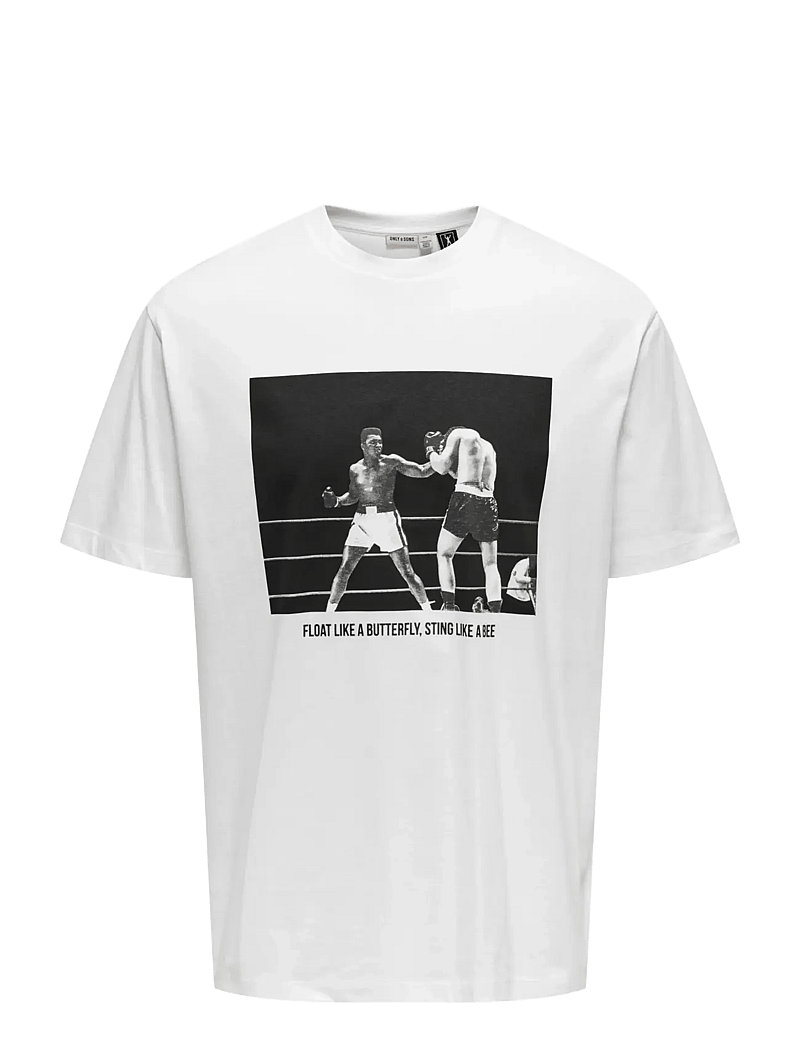 ONLY & SONS - ONSMUHAMMAD ALI RLX SS LIC TEE - kortærmede t-shirts - bright white - 0