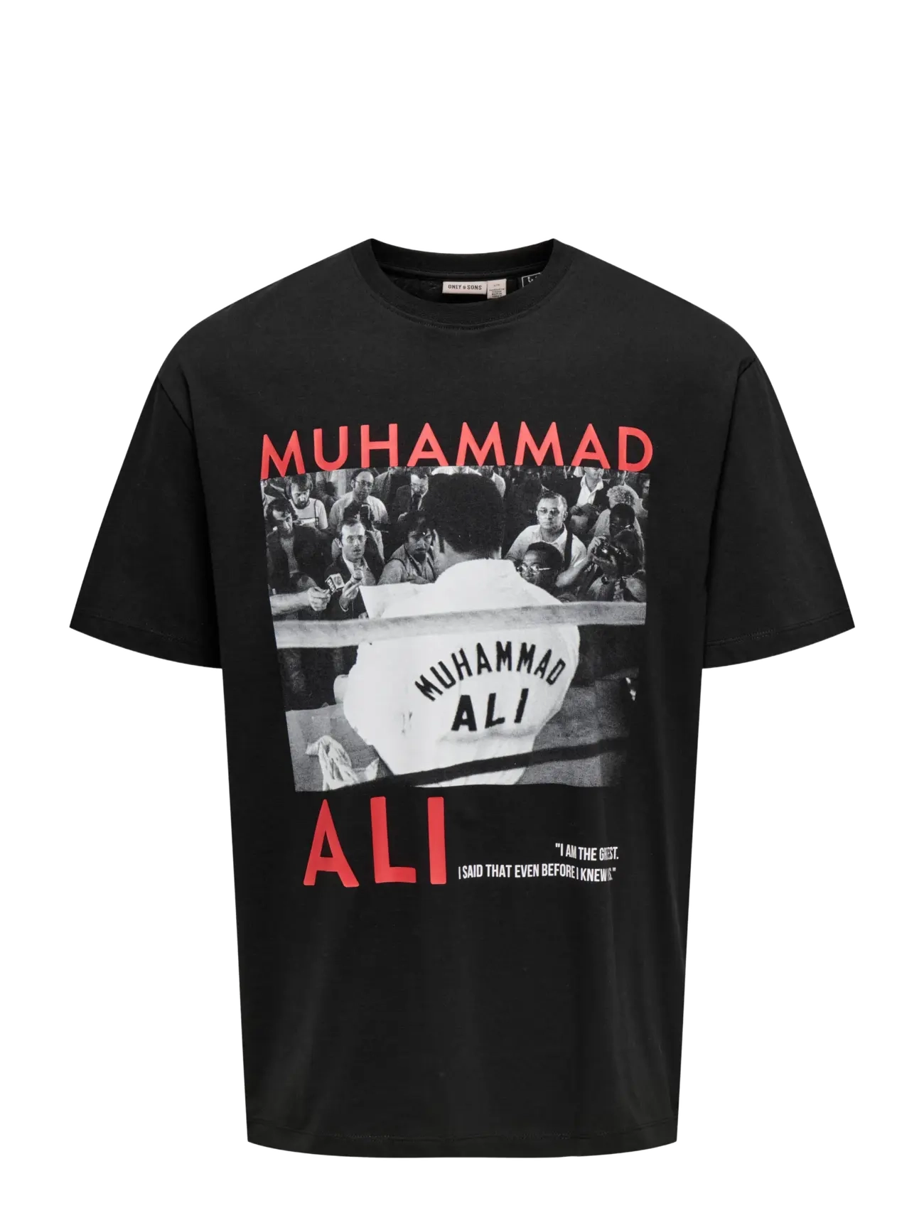 ONLY & SONS Onsmuhammad Ali Rlx Ss Lic Tee, XS, T-shirts, Schwarz - Short-sleeved, Männerswear