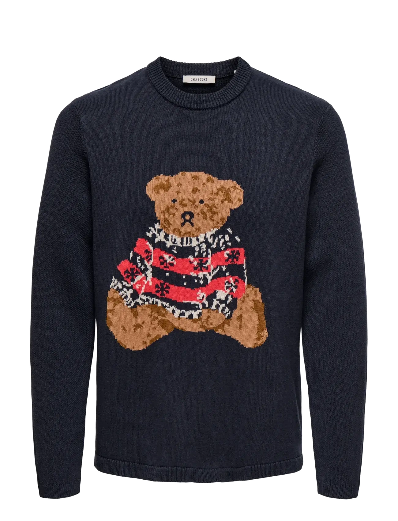 ONSXMAS REG 5 TEDDY CREW KNIT CS - DARK NAVY
