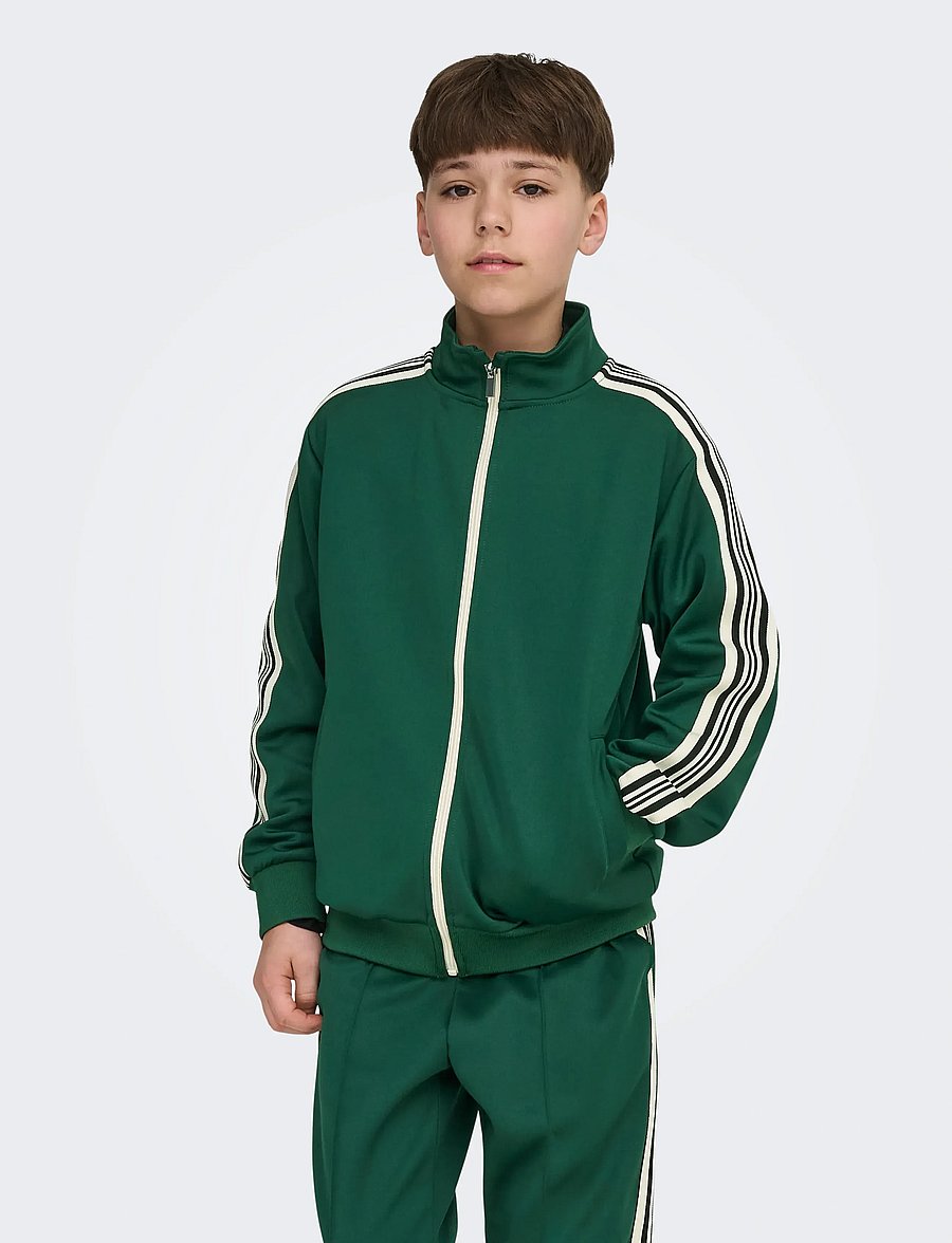 ONLY & SONS - OSJRIBER LS ZIP STRIPE TRACK SWEAT JRS - sweatshirts - dark green - 0
