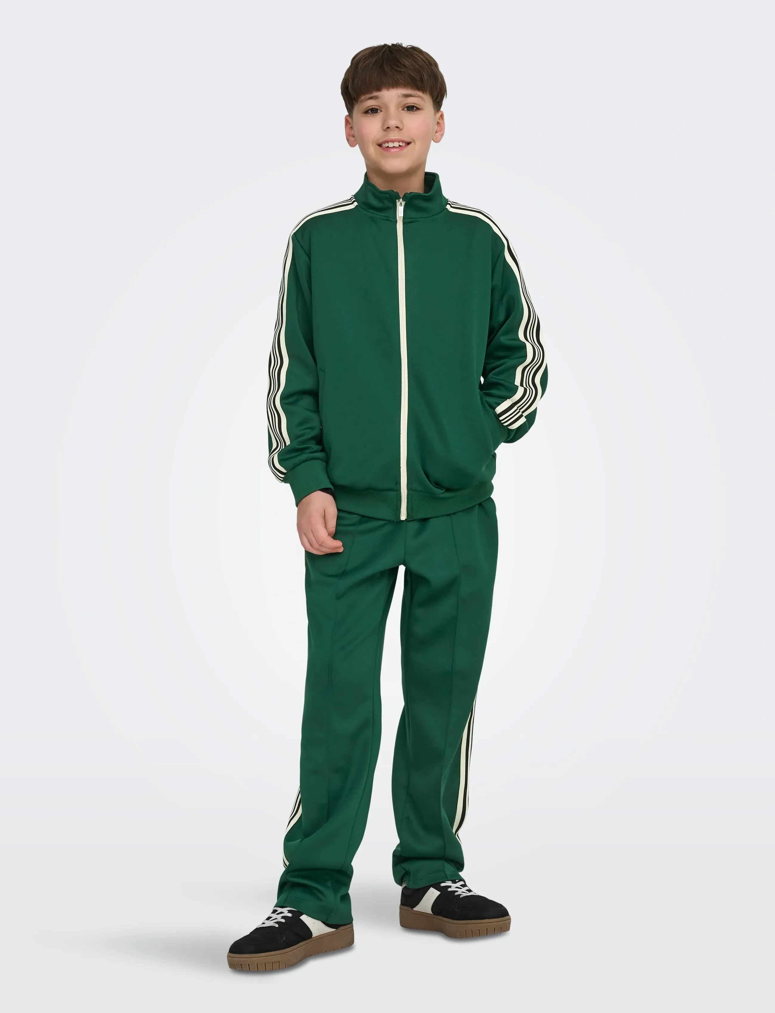 ONLY & SONS - OSJRIBER LS ZIP STRIPE TRACK SWEAT JRS - sweatshirts - dark green - 4
