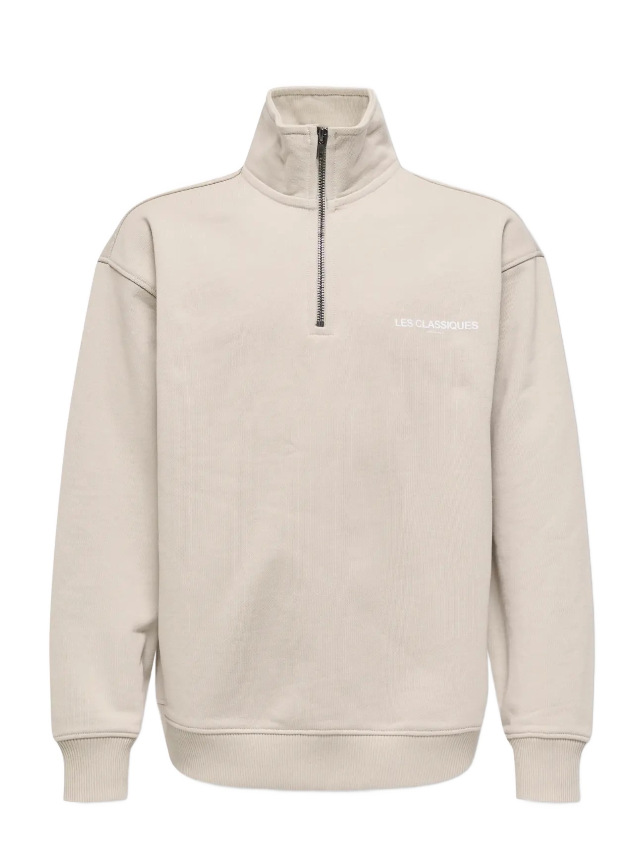 ONLY & SONS OSJLES CLASSIQUES LOOSE HALFZIP SWT - Overdele - SILVER LINING / beige