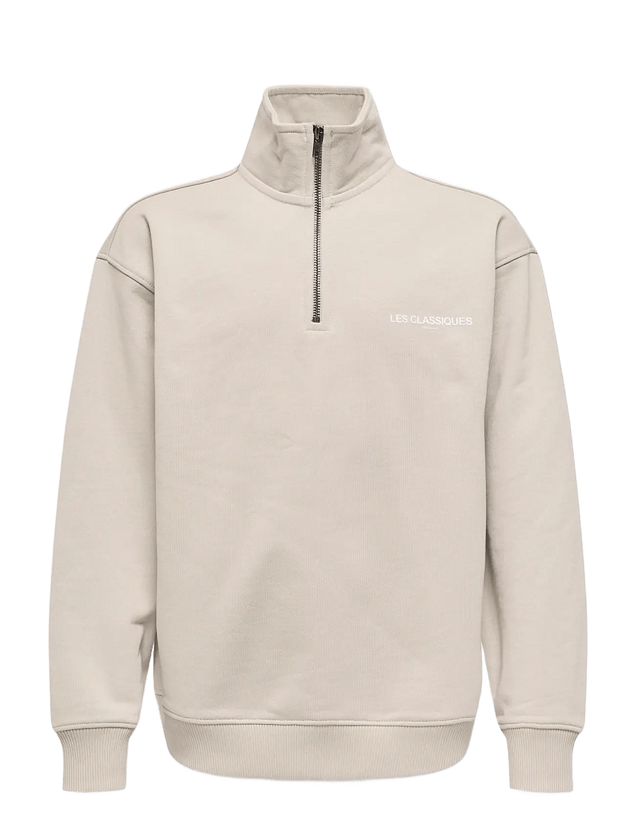 ONLY & SONS - OSJLES CLASSIQUES LOOSE HALFZIP SWT - silver lining - 1