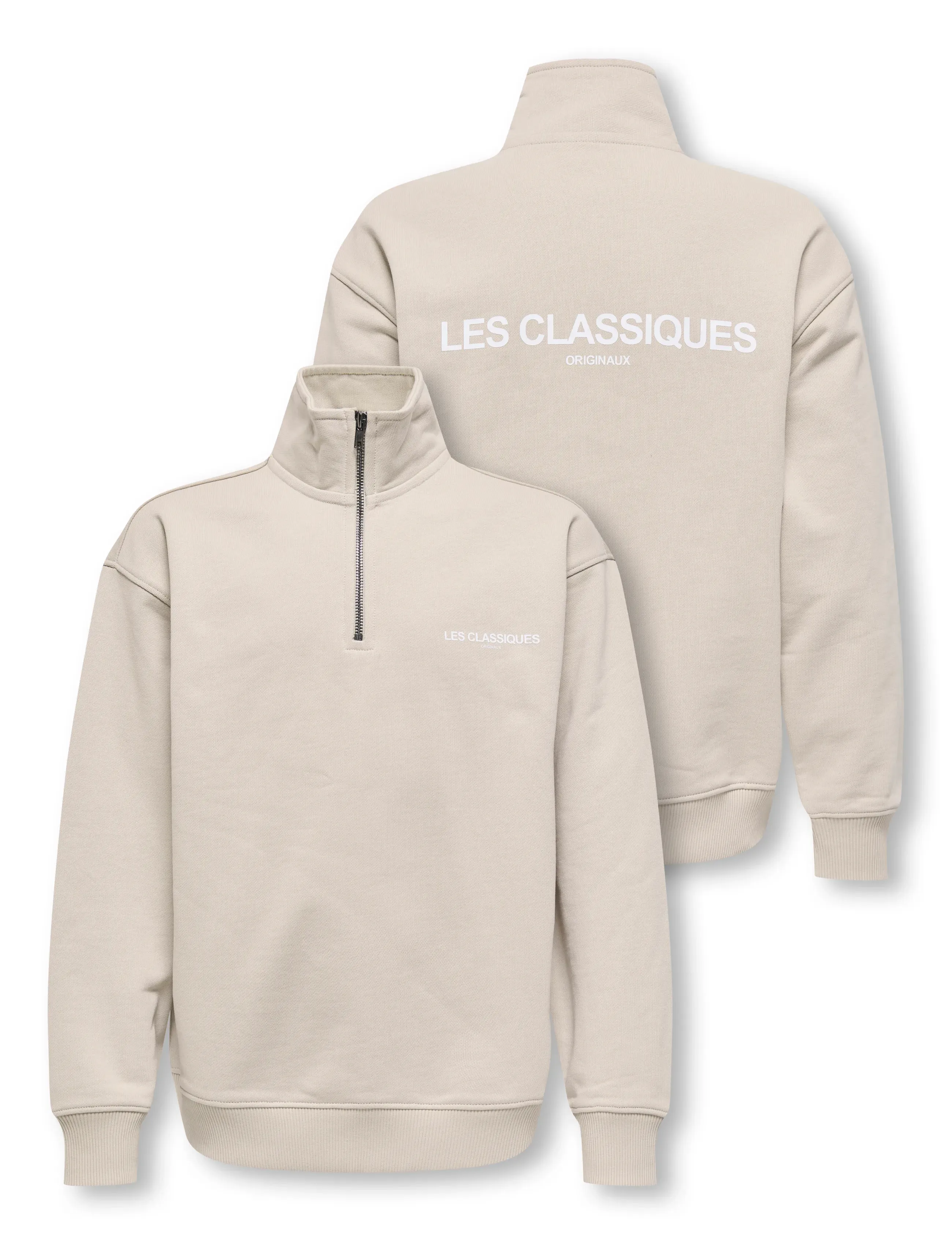 ONLY & SONS OSJLES CLASSIQUES LOOSE HALFZIP SWT - Sweatshirts - SILVER LINING / beige