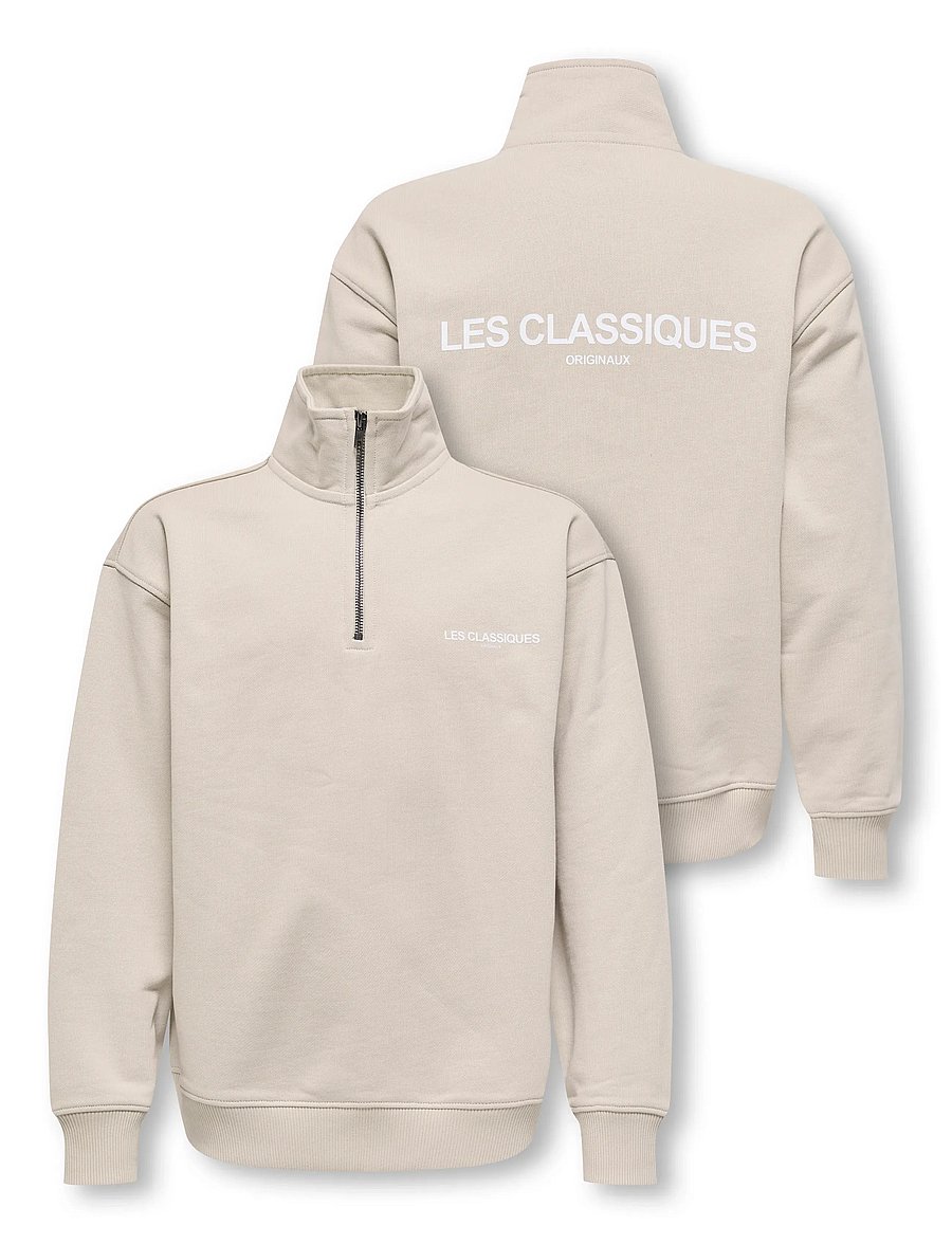 ONLY & SONS - OSJLES CLASSIQUES LOOSE HALFZIP SWT - silver lining - 0