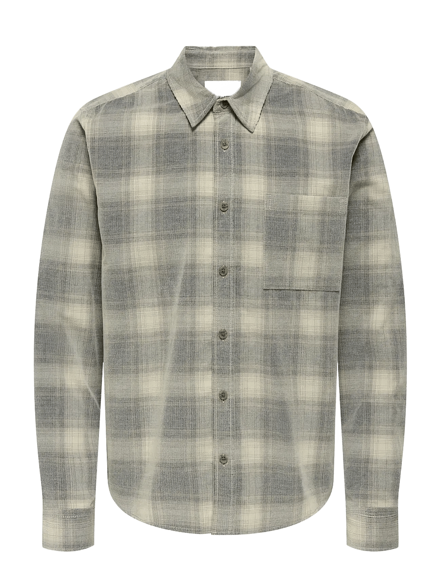 ONLY & SONS - ONSWILLIAM CORD LS SHIRT - ternede skjorter - blue nights - 1