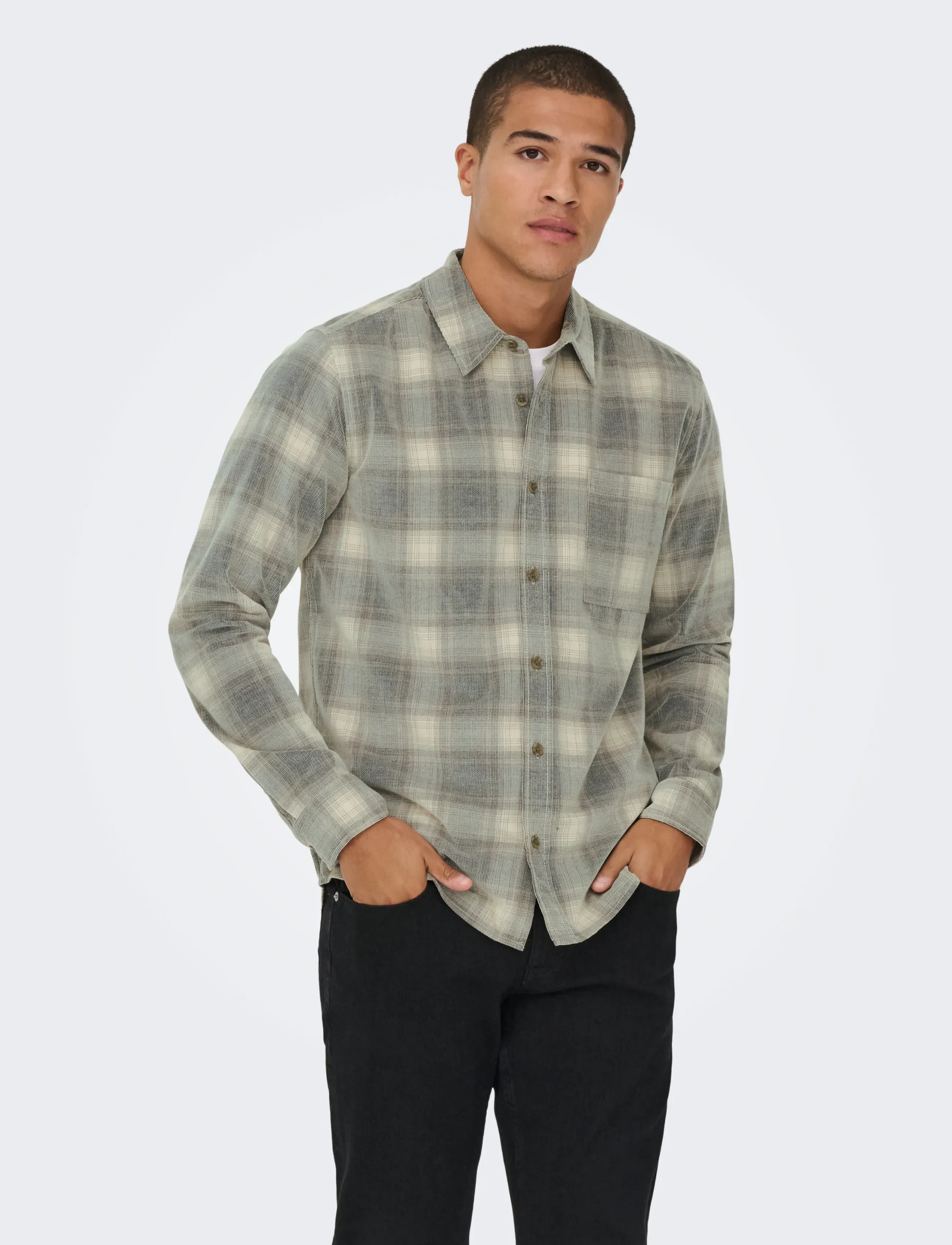 ONLY & SONS ONSWILLIAM CORD LS SHIRT - ONLY & SONS - BLUE NIGHTS / blue