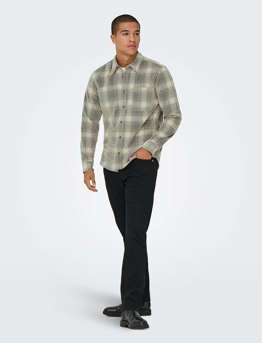 ONLY & SONS - ONSWILLIAM CORD LS SHIRT - ternede skjorter - blue nights - 4