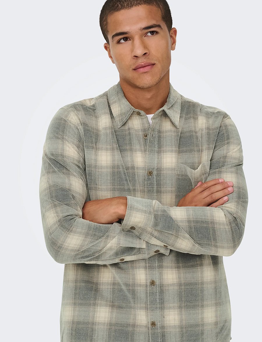 ONLY & SONS - ONSWILLIAM CORD LS SHIRT - ternede skjorter - blue nights - 5