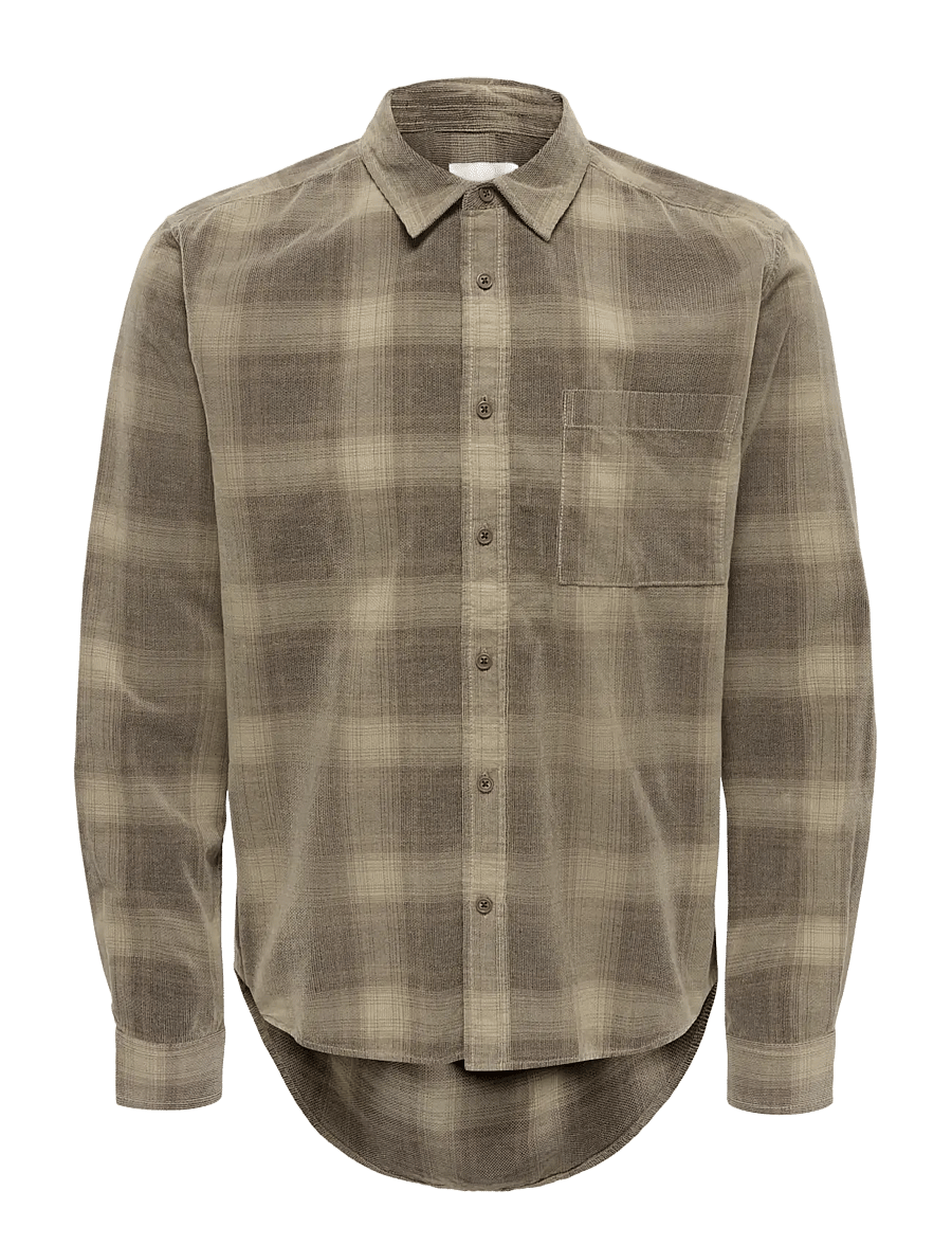 ONLY & SONS - ONSWILLIAM CORD LS SHIRT - checkered shirts - soft silt - 1