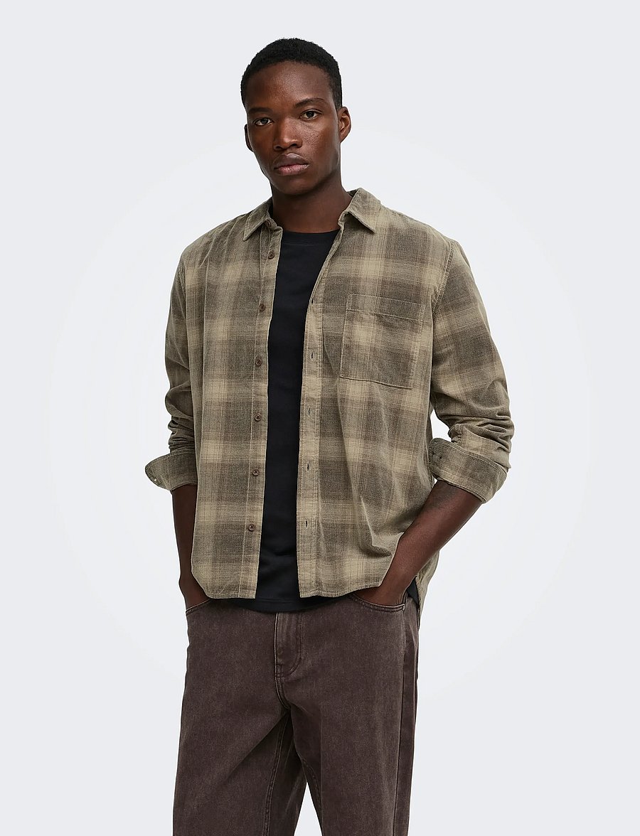 ONLY & SONS - ONSWILLIAM CORD LS SHIRT - checkered shirts - soft silt - 0