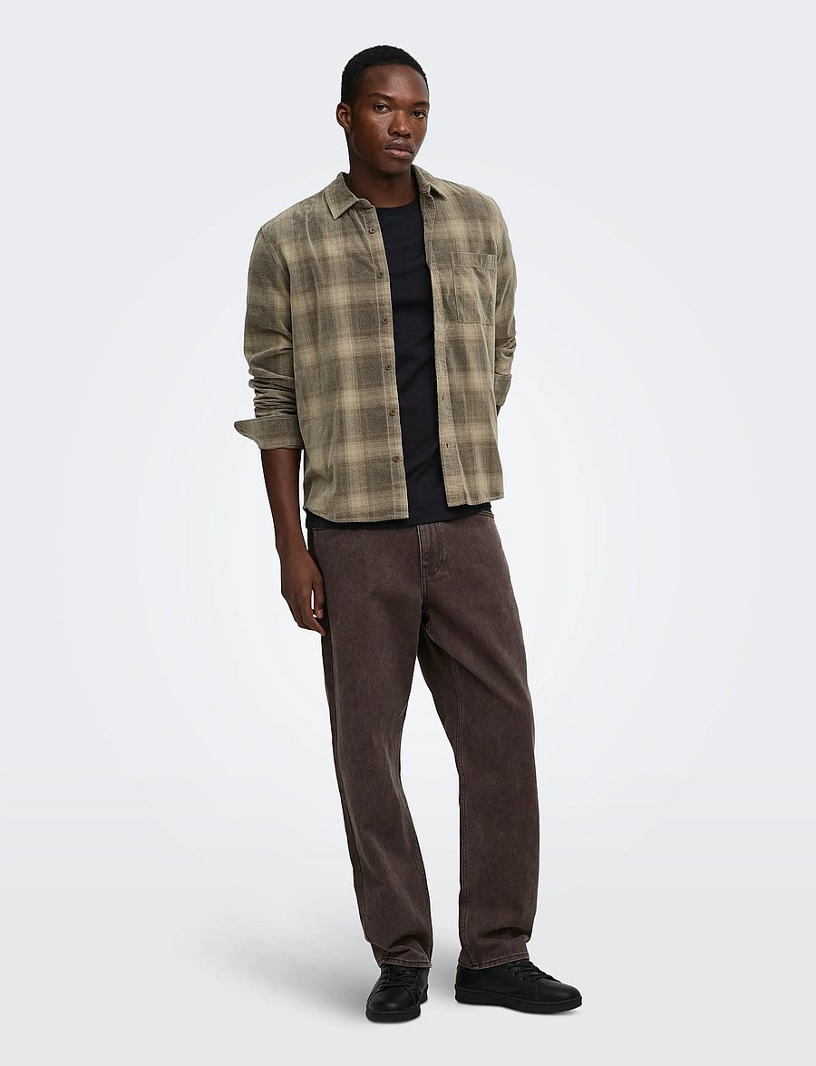 ONLY & SONS - ONSWILLIAM CORD LS SHIRT - checkered shirts - soft silt - 4