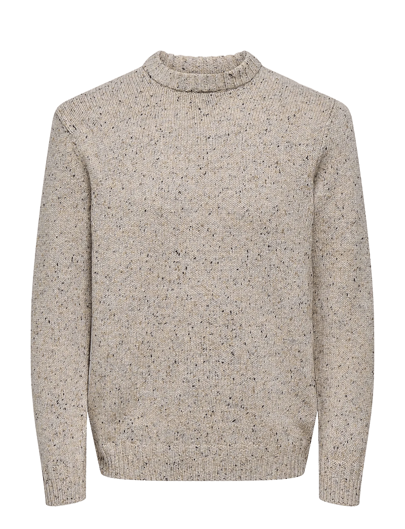 ONLY & SONS - ONSBIRKY REG NAP CREW KNIT - rundhals - chinchilla - 1