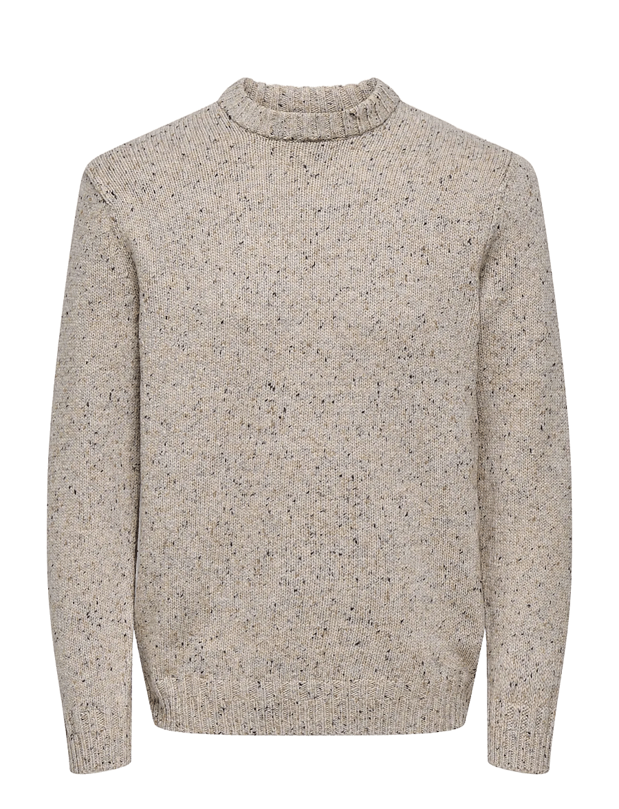 ONLY & SONS - ONSBIRKY REG NAP CREW KNIT - rund hals - chinchilla - 1