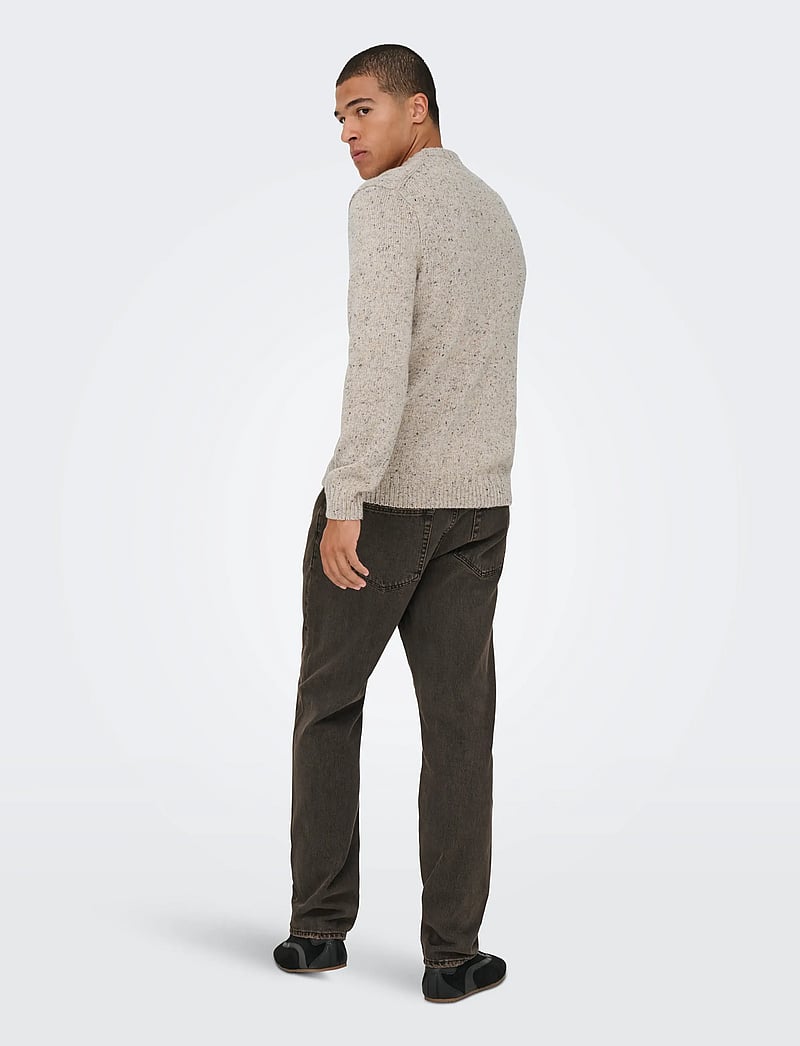 ONLY & SONS - ONSBIRKY REG NAP CREW KNIT - rundhals - chinchilla - 3