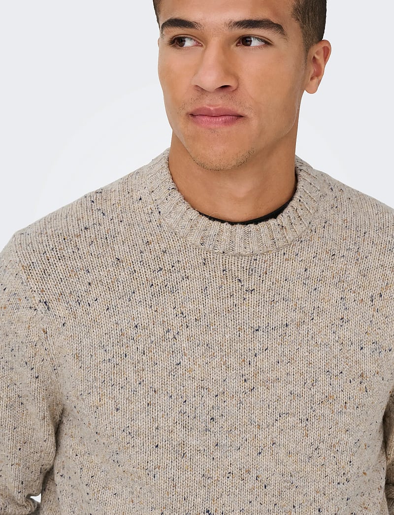 ONLY & SONS - ONSBIRKY REG NAP CREW KNIT - rundhals - chinchilla - 4