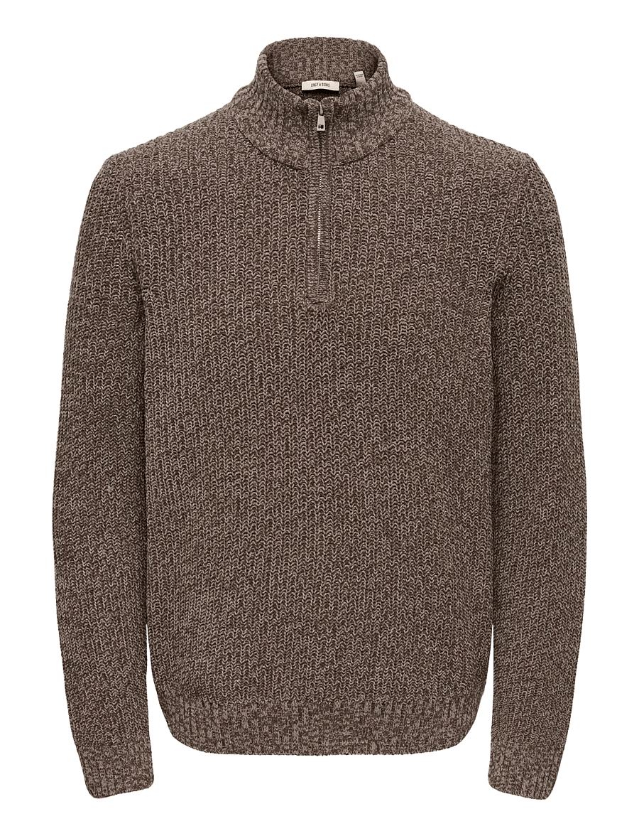 ONLY & SONS - ONSJOIN REG LS HIGH NECK KNIT CAMP - half zip jumpers - falcon - 1