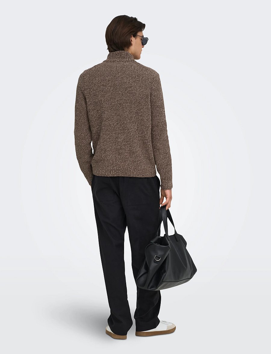 ONLY & SONS - ONSJOIN REG LS HIGH NECK KNIT CAMP - half zip jumpers - falcon - 3